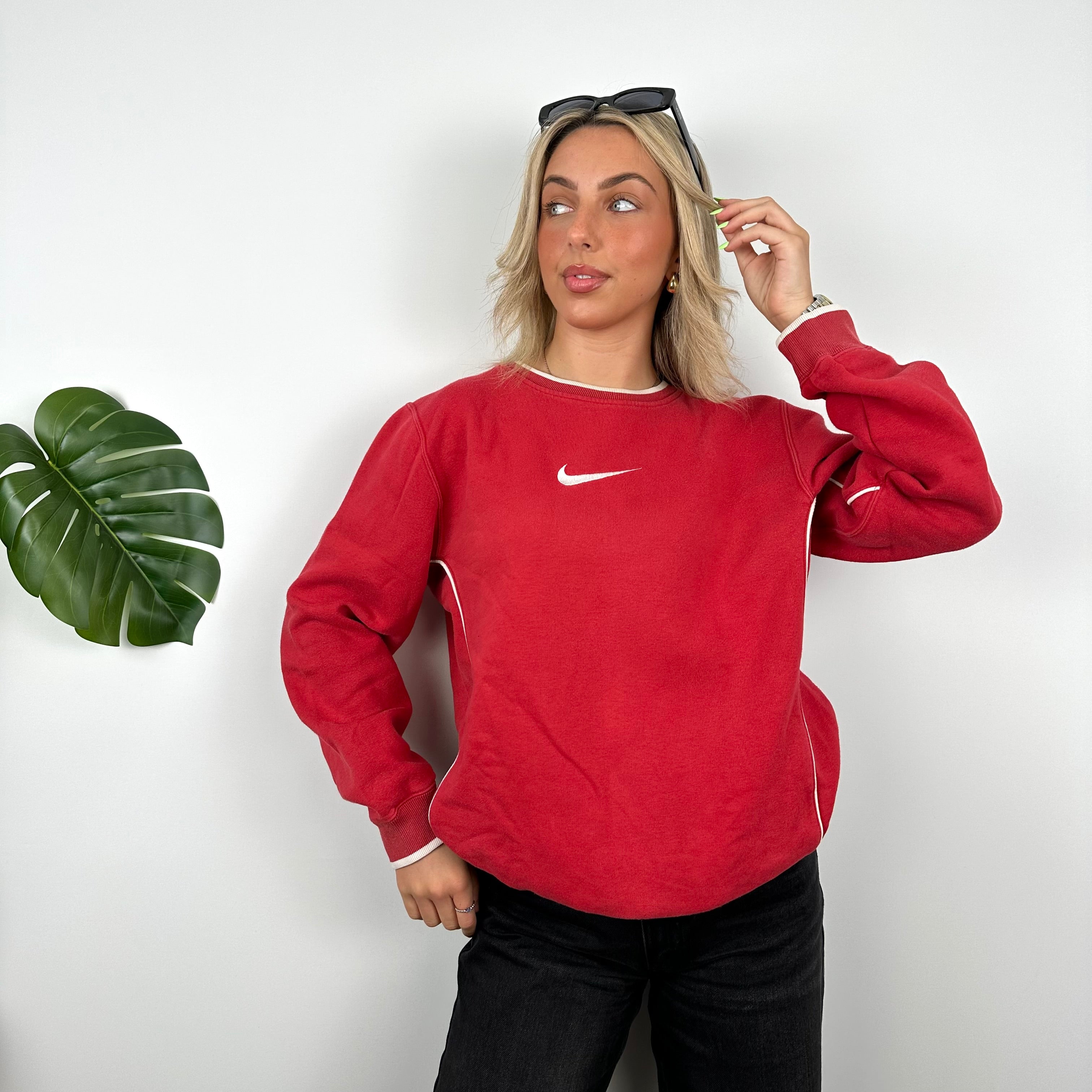 Nike Red Embroidered Swoosh Sweatshirt (M)