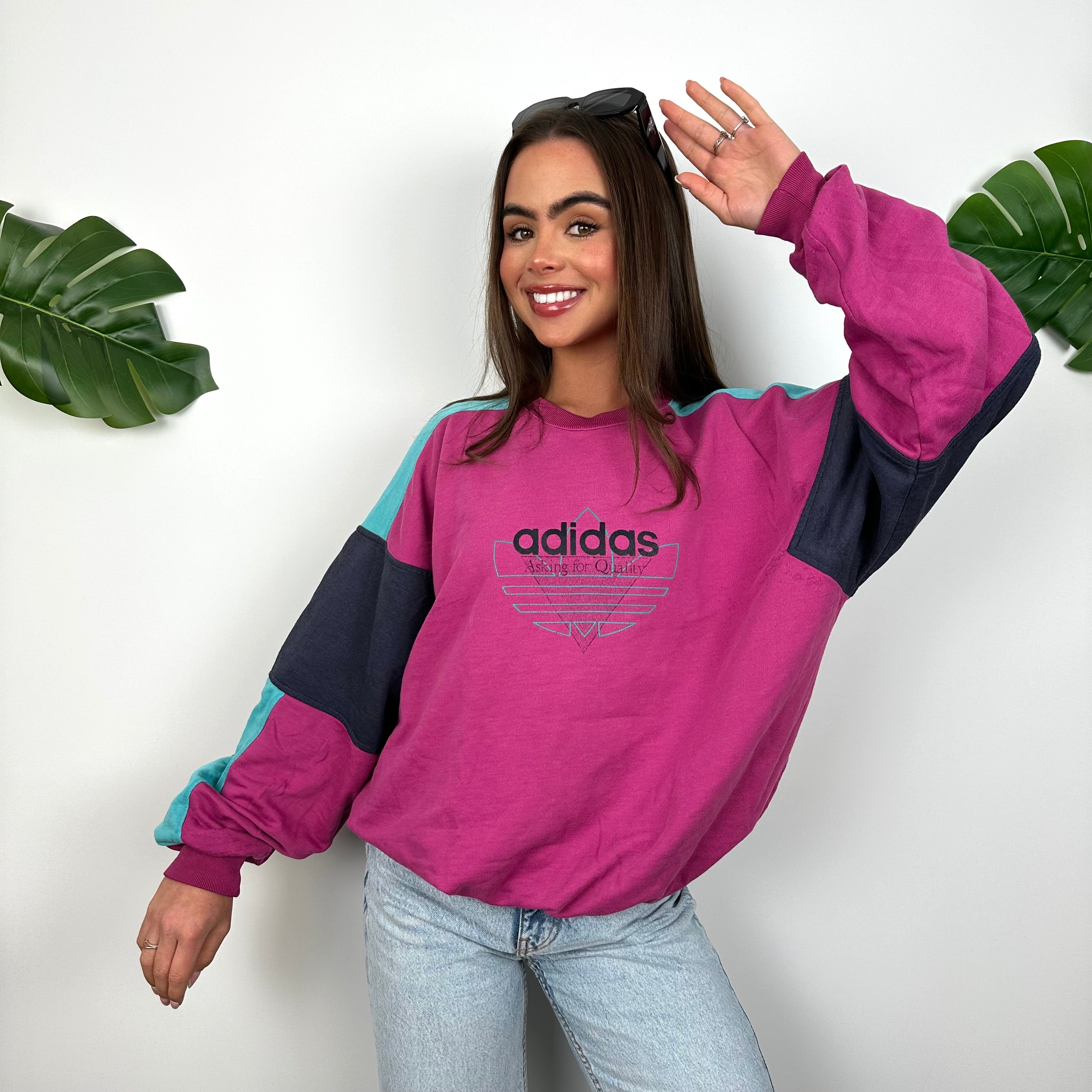 Adidas Pink Spell Out Sweatshirt (M)