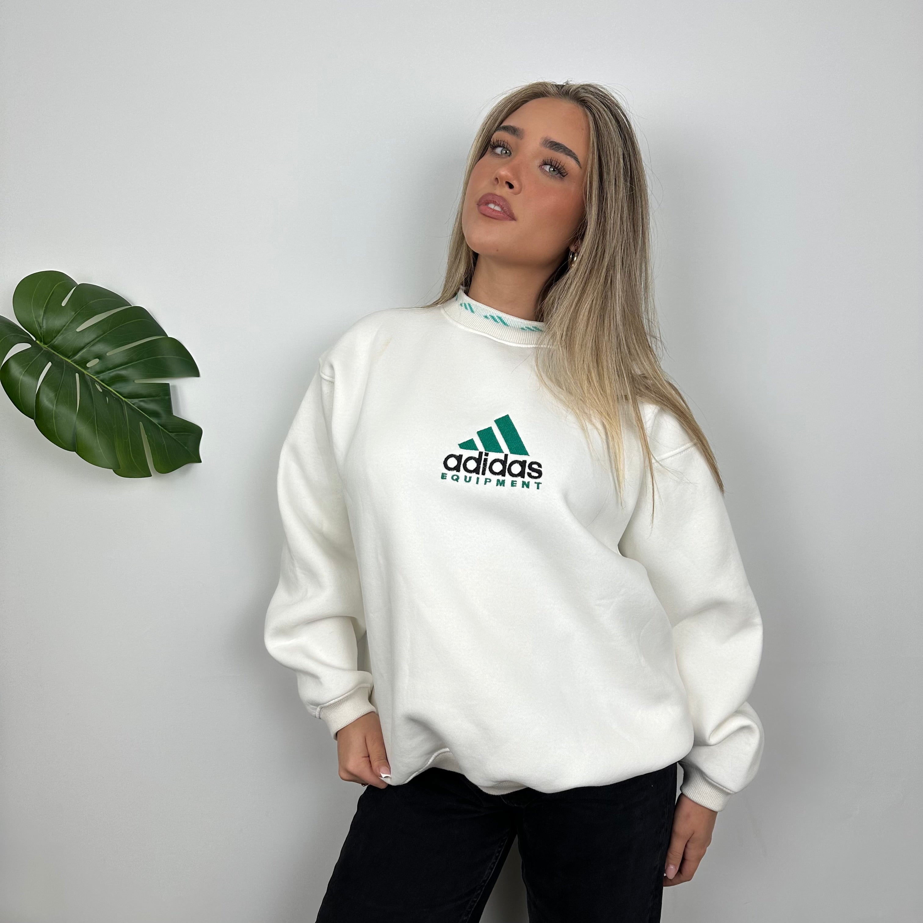 Adidas Equipment White Embroidered Spell Out Sweatshirt (M)
