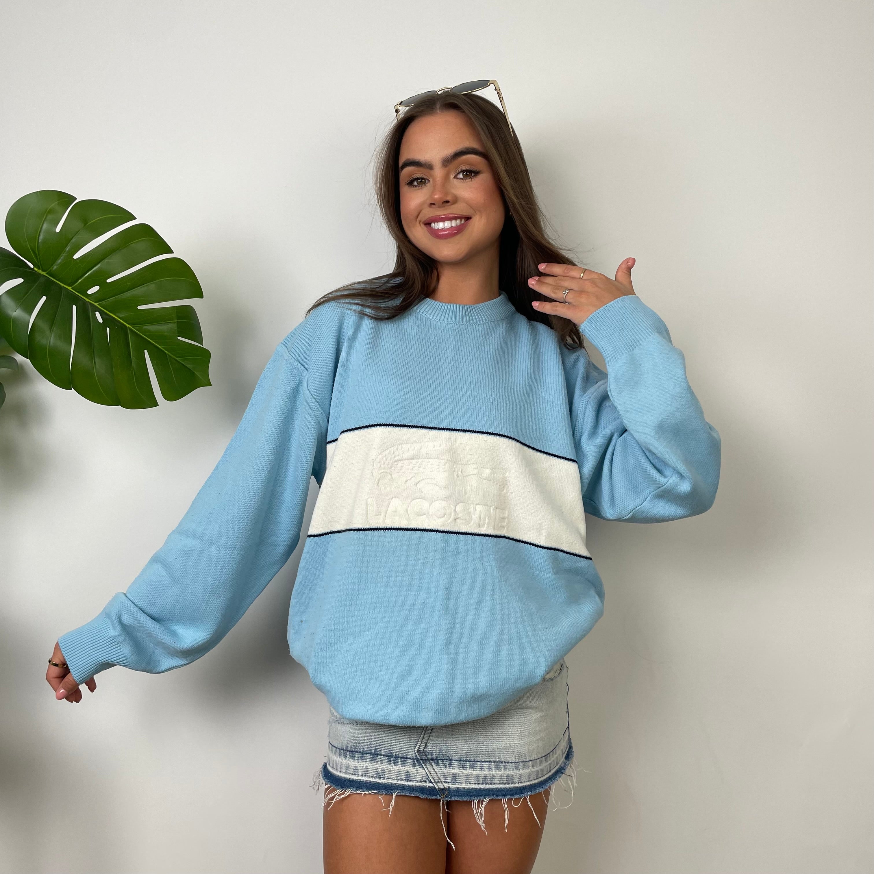 Lacoste Baby Blue Embroidered Logo Knitted Sweater (L)