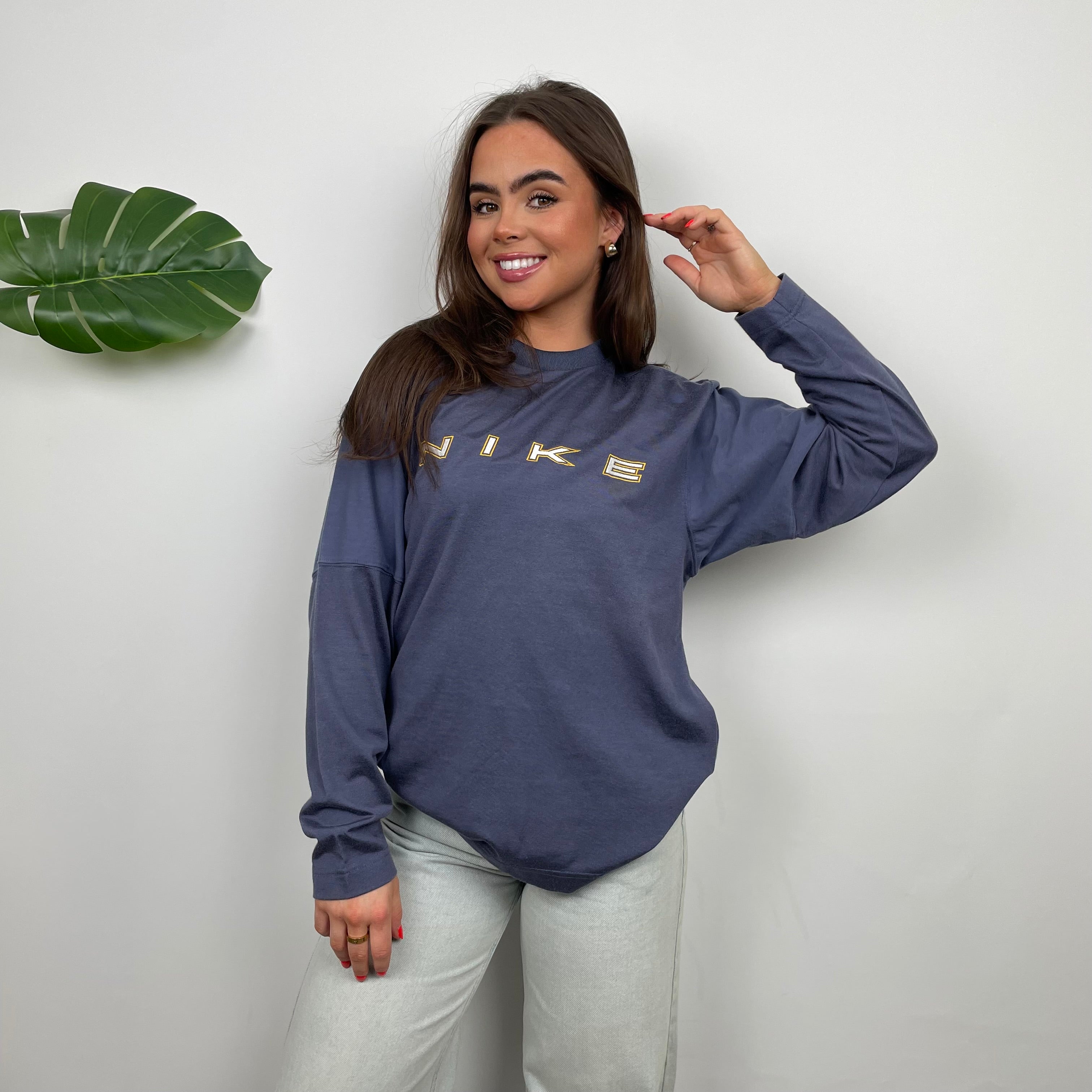 Nike Navy Embroidered Spell Out Sweatshirt (S)