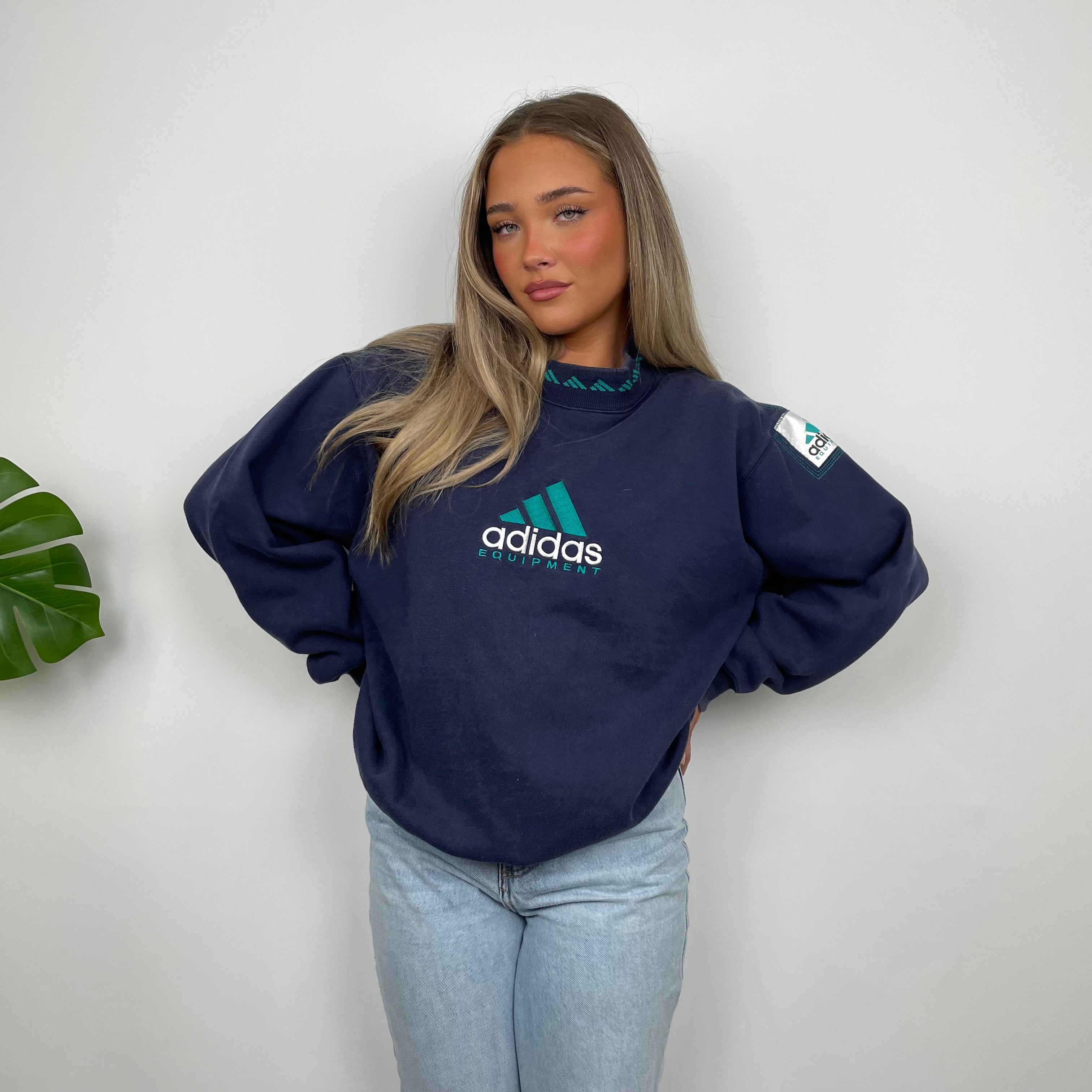 Adidas Equipment Navy Embroidered Spell Out Sweatshirt (L)