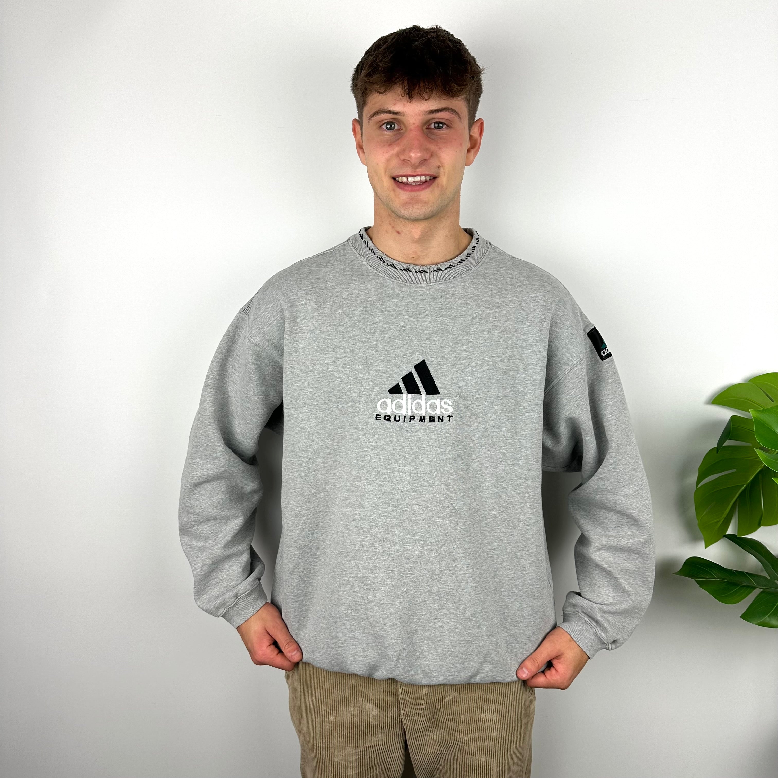 Adidas Equipment RARE Grey Embroidered Spell Out Sweatshirt (L)