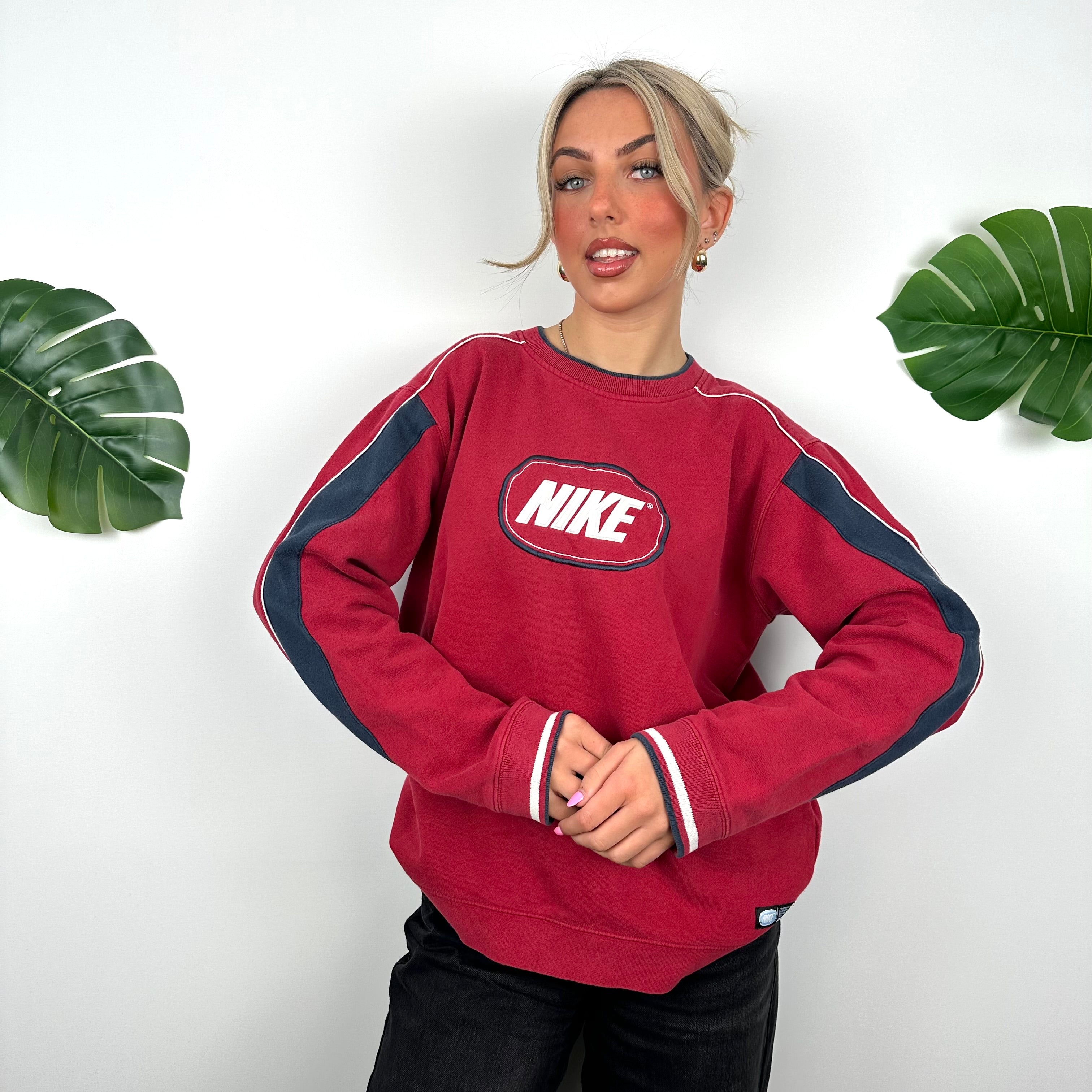 Nike Red Embroidered Spell Out Sweatshirt (M)