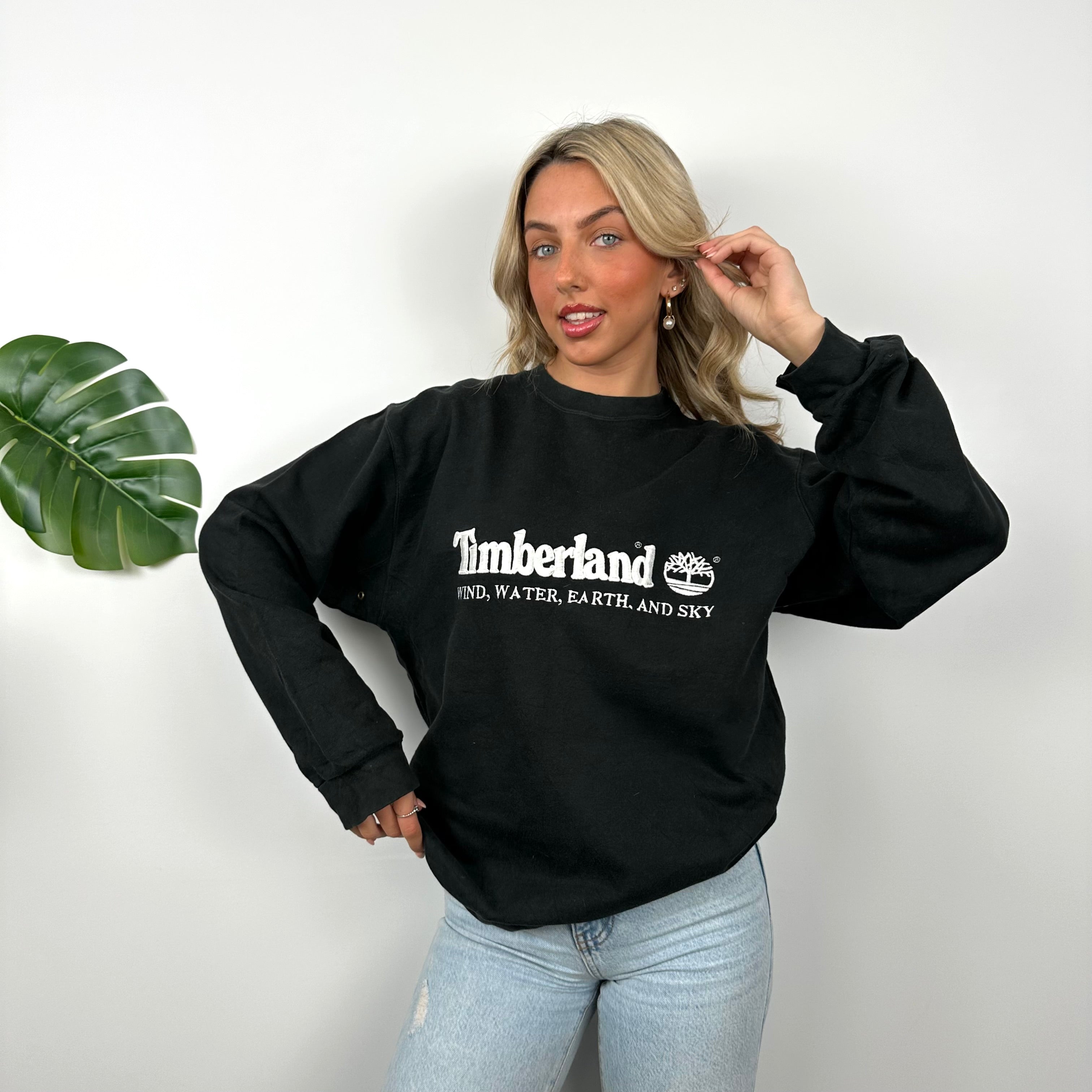 Timberland Black Embroidered Spell Out Sweatshirt (M)