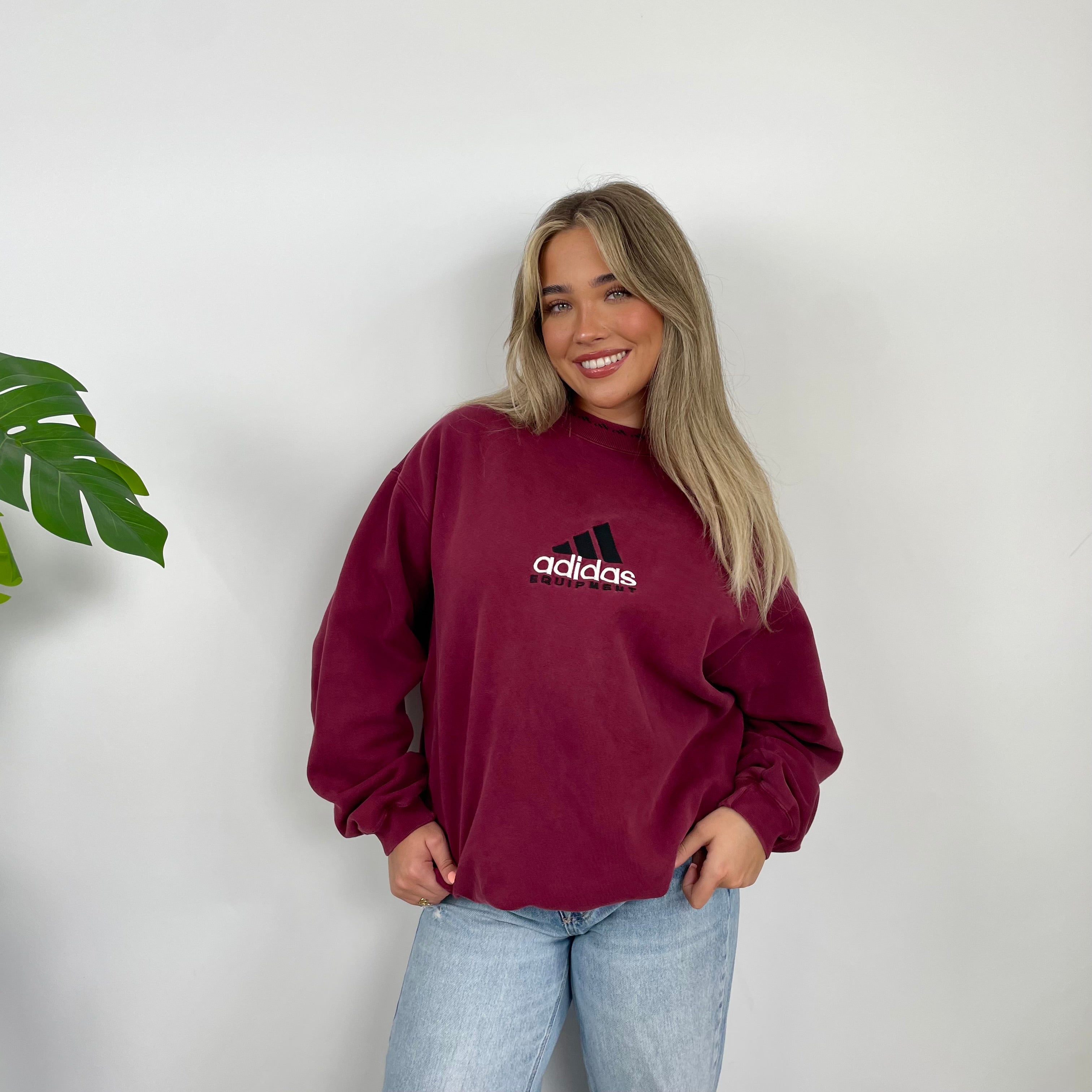 Adidas Equipment RARE Red Embroidered Spell Out Sweatshirt (L)