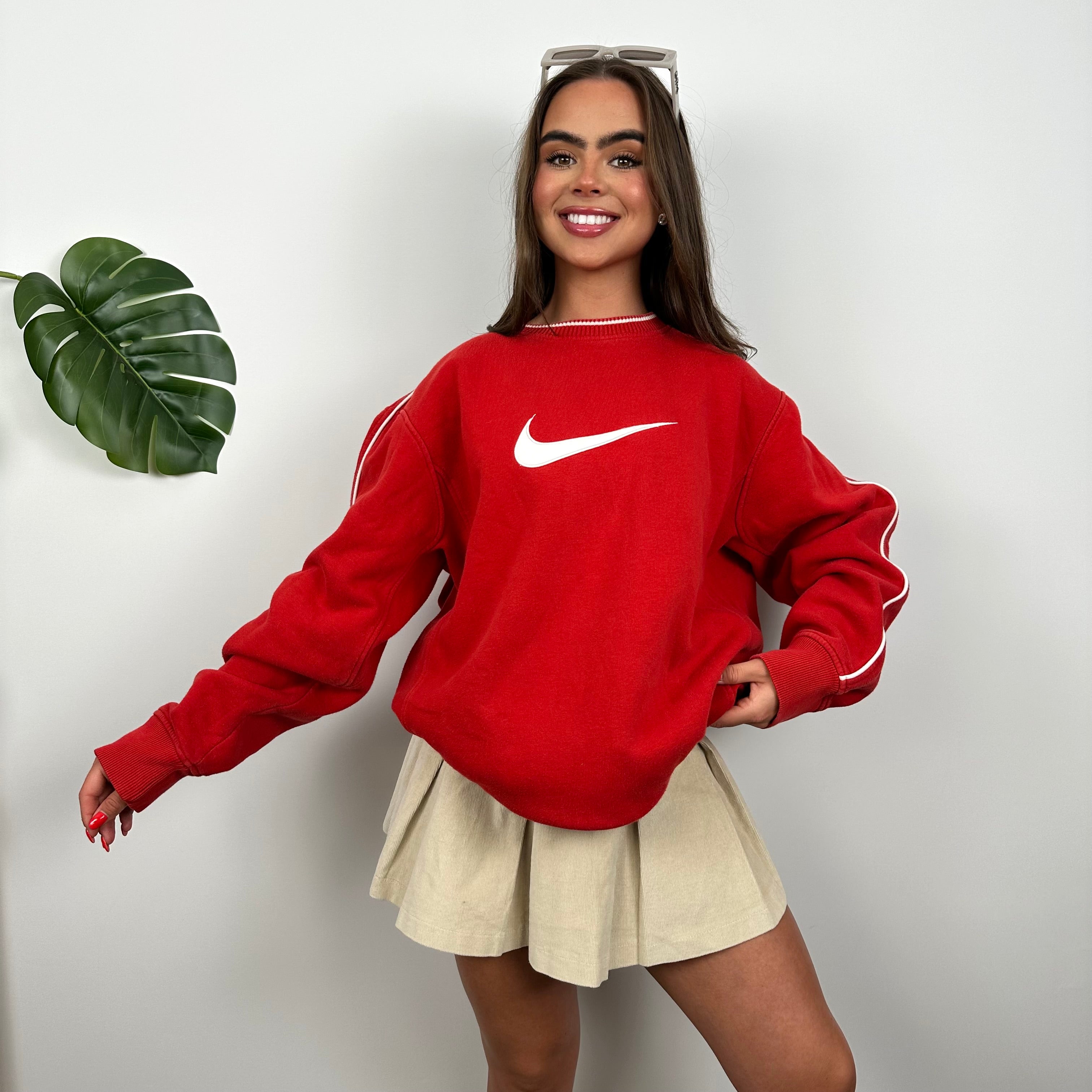 Nike Red Embroidered Swoosh Sweatshirt (L)