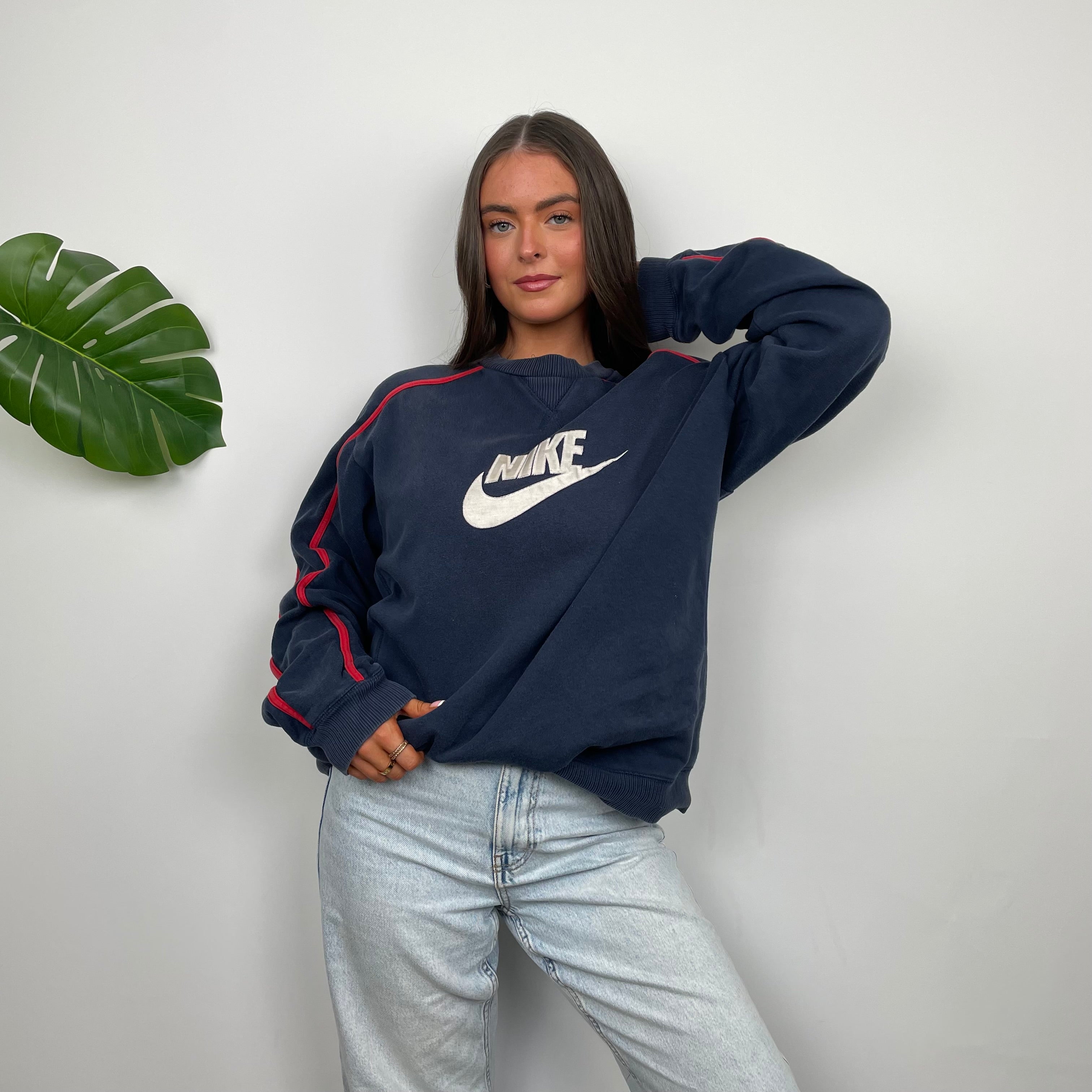 Nike Navy Embroidered Spell Out Sweatshirt (M)