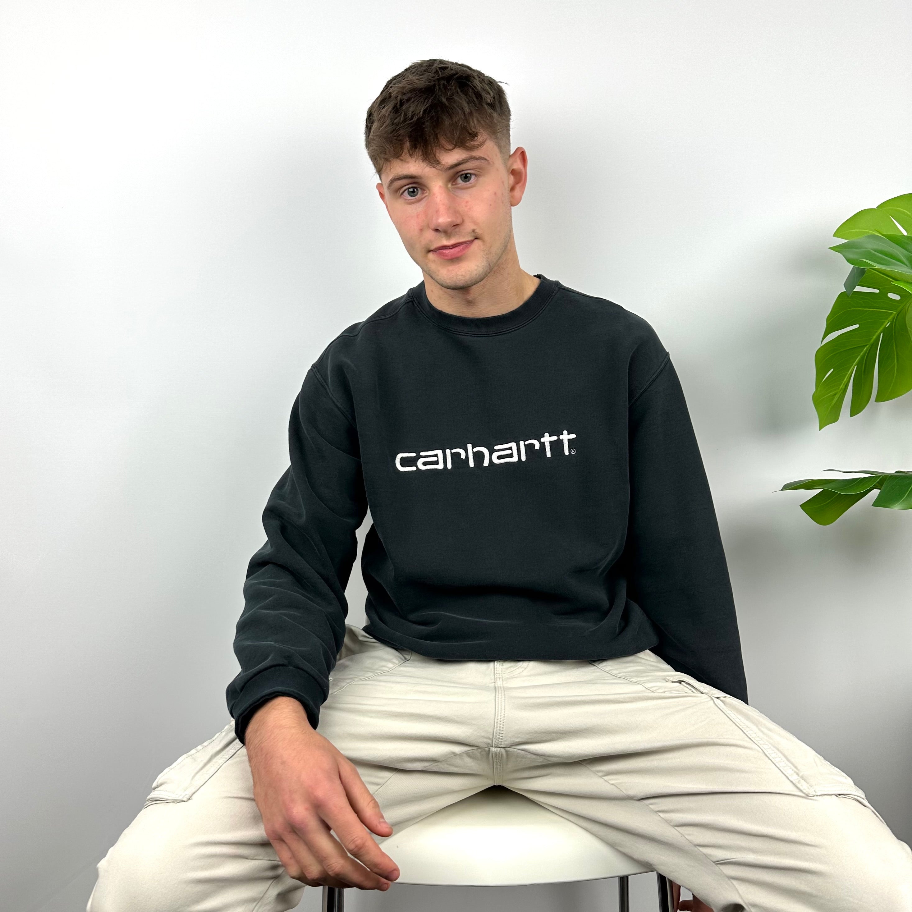 Carhartt Black Embroidered Spell Out Sweatshirt (L)