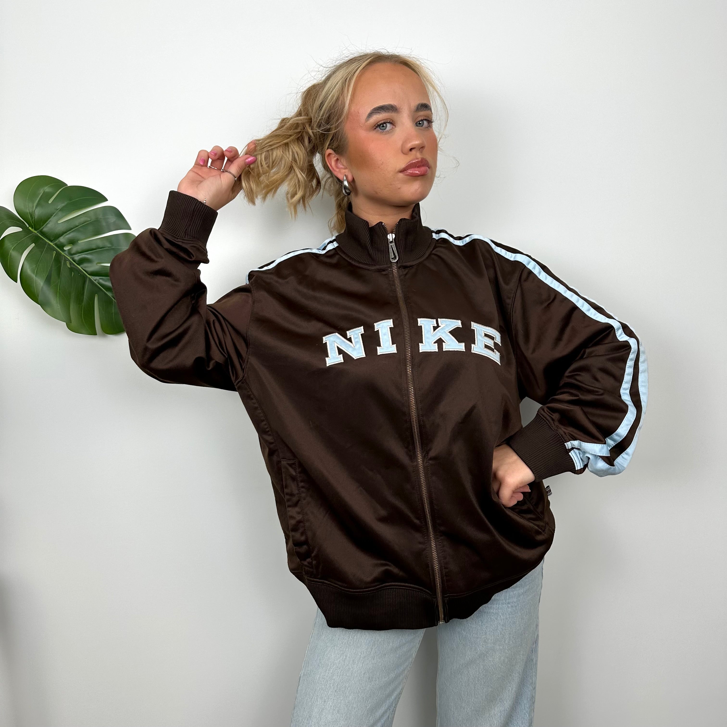 Nike Brown Embroidered Spell Out Track Jacket (M)