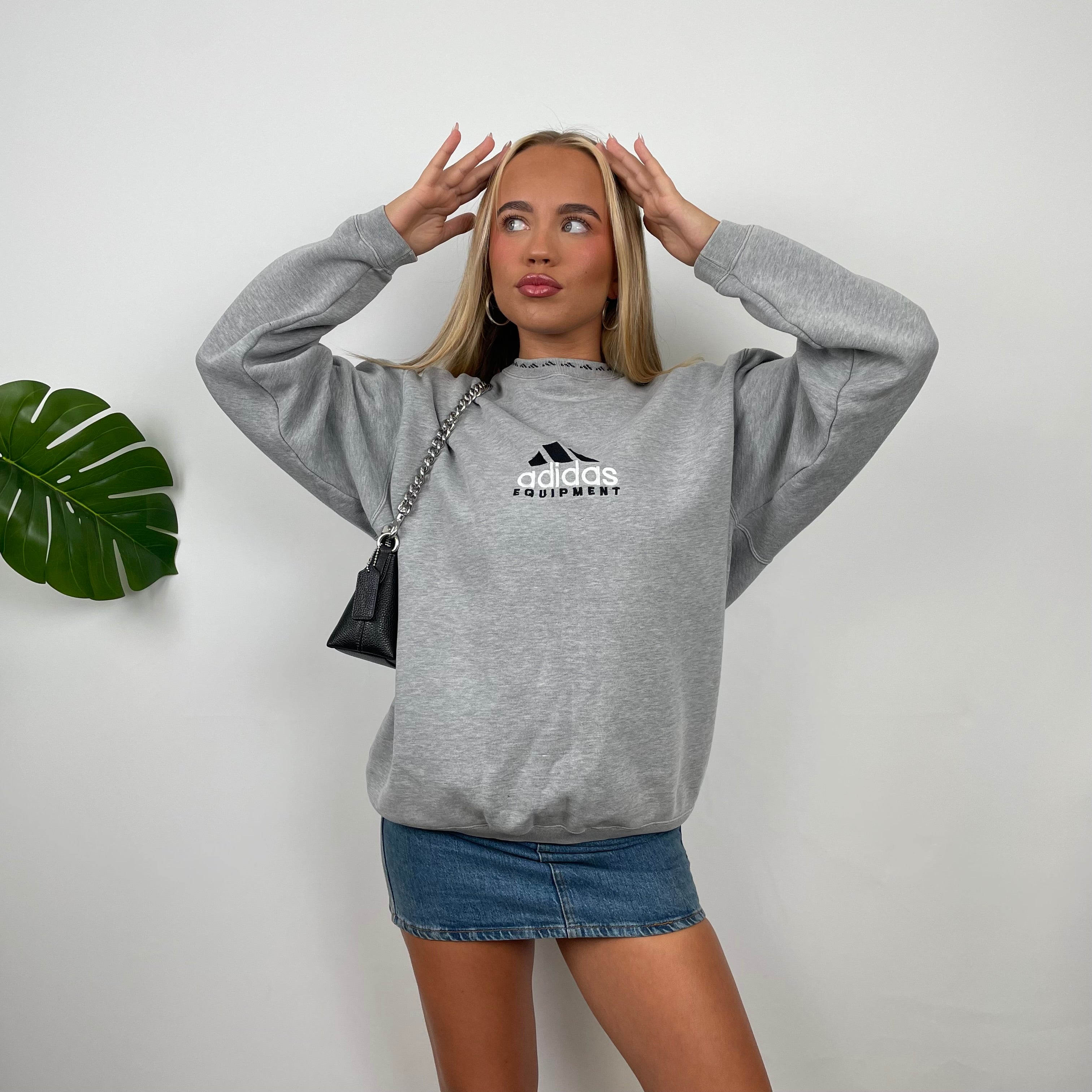 Adidas Equipment RARE Grey Embroidered Spell Out Sweatshirt (M)