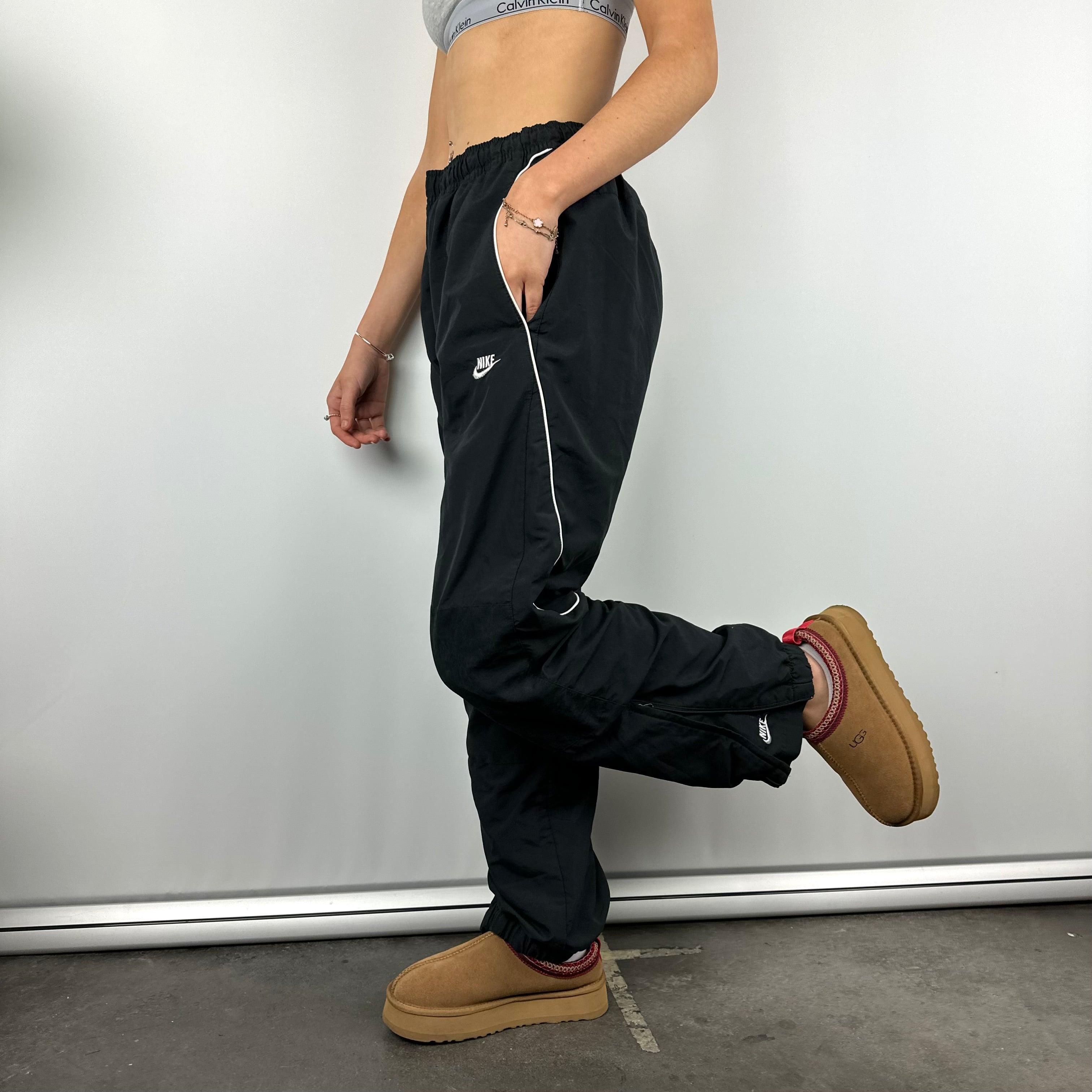 Nike Black Embroidered Spell Out Track Pants (L)