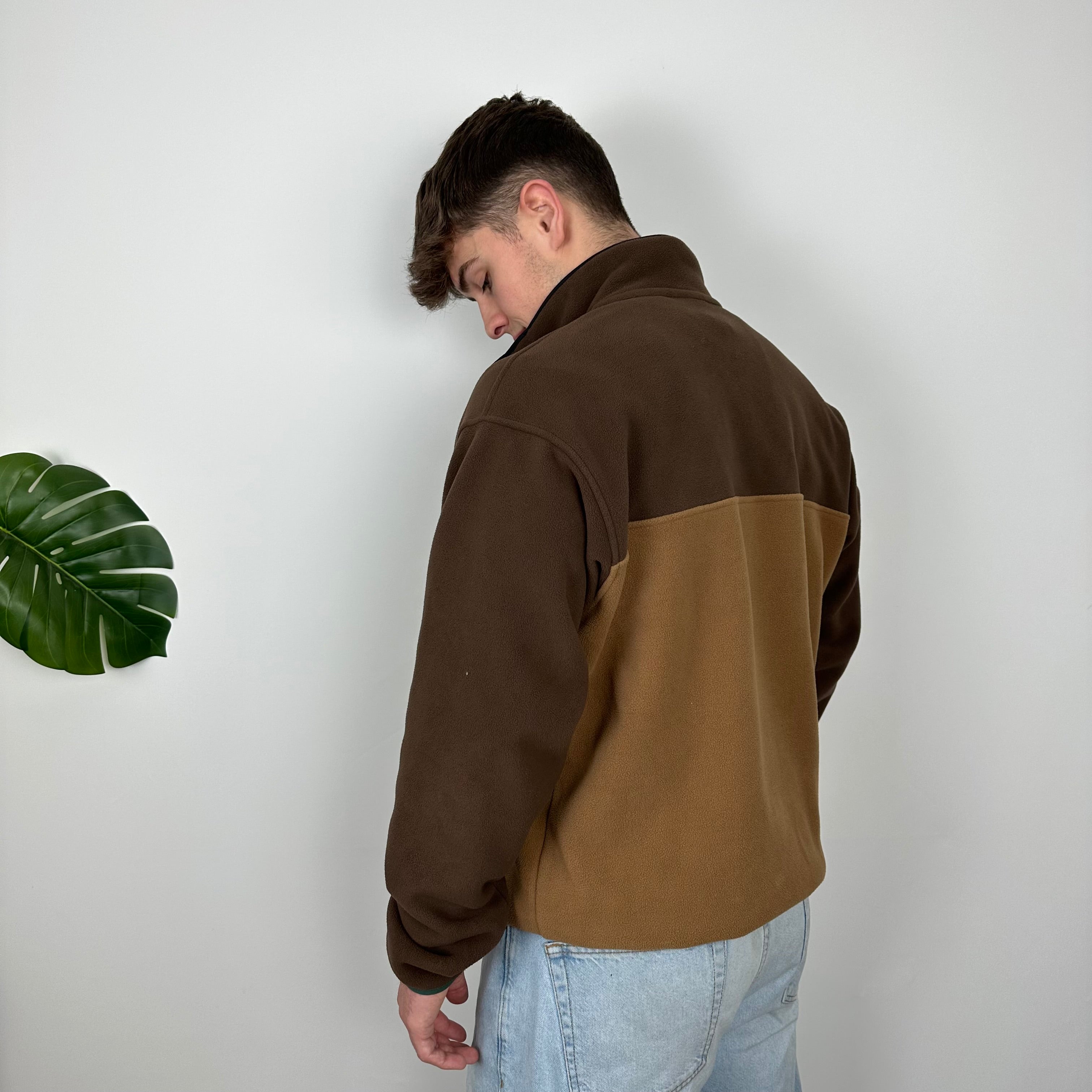 Patagonia Brown Embroidered Spell Out Teddy Bear Fleece Sweatshirt (L)
