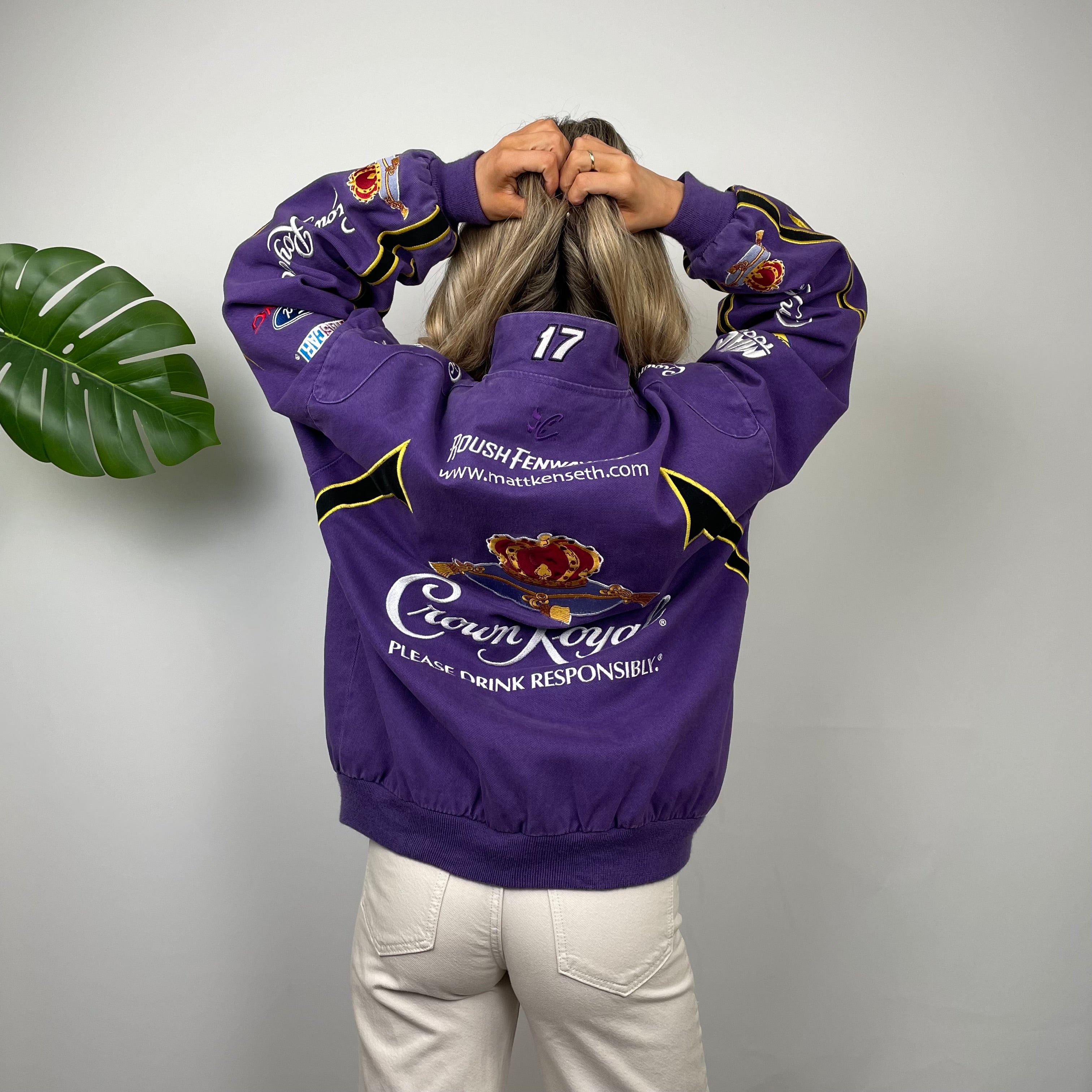 JH Design Crown Royal Purple NASCAR Racing Jacket (M)