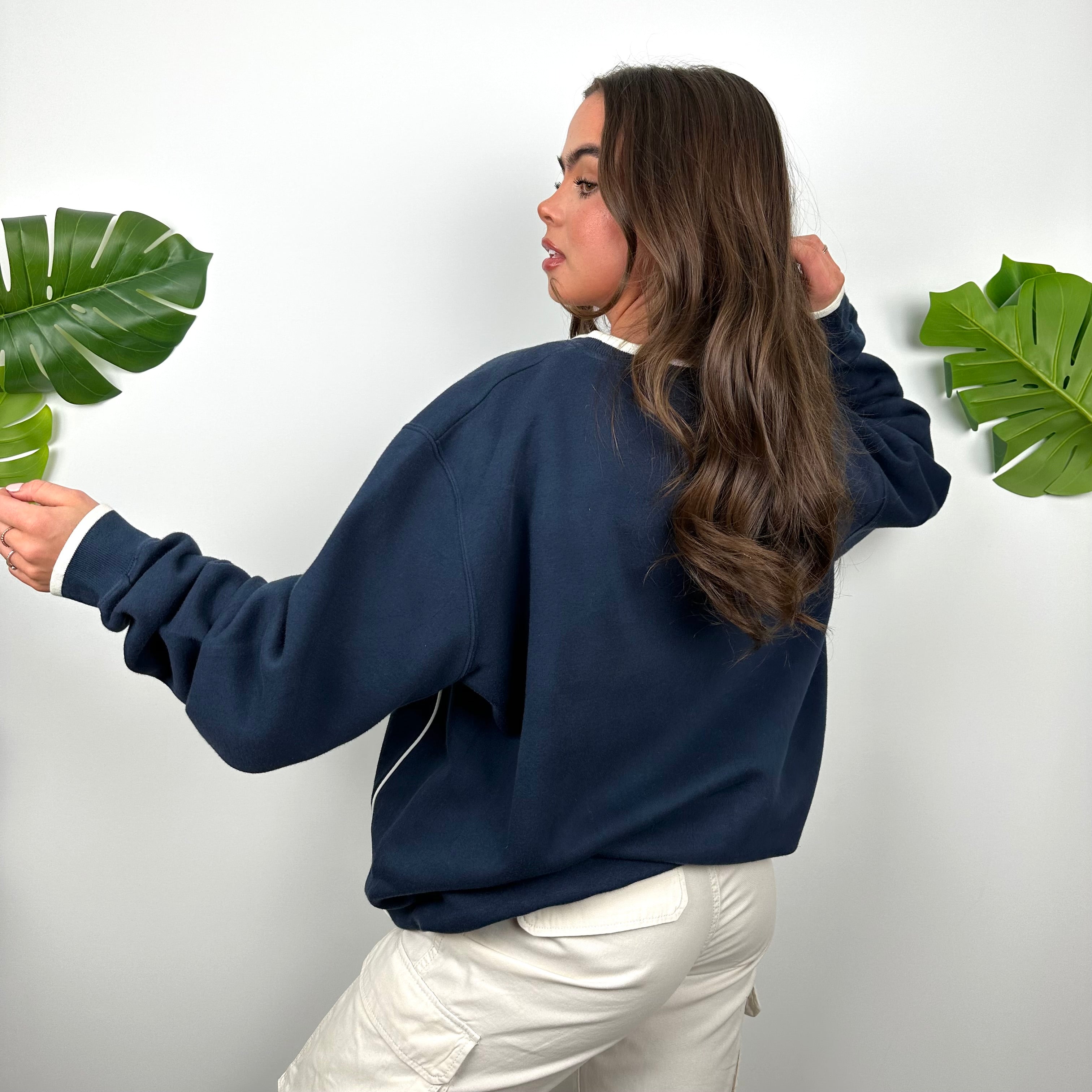 Nike Navy Embroidered Swoosh Sweatshirt (L)