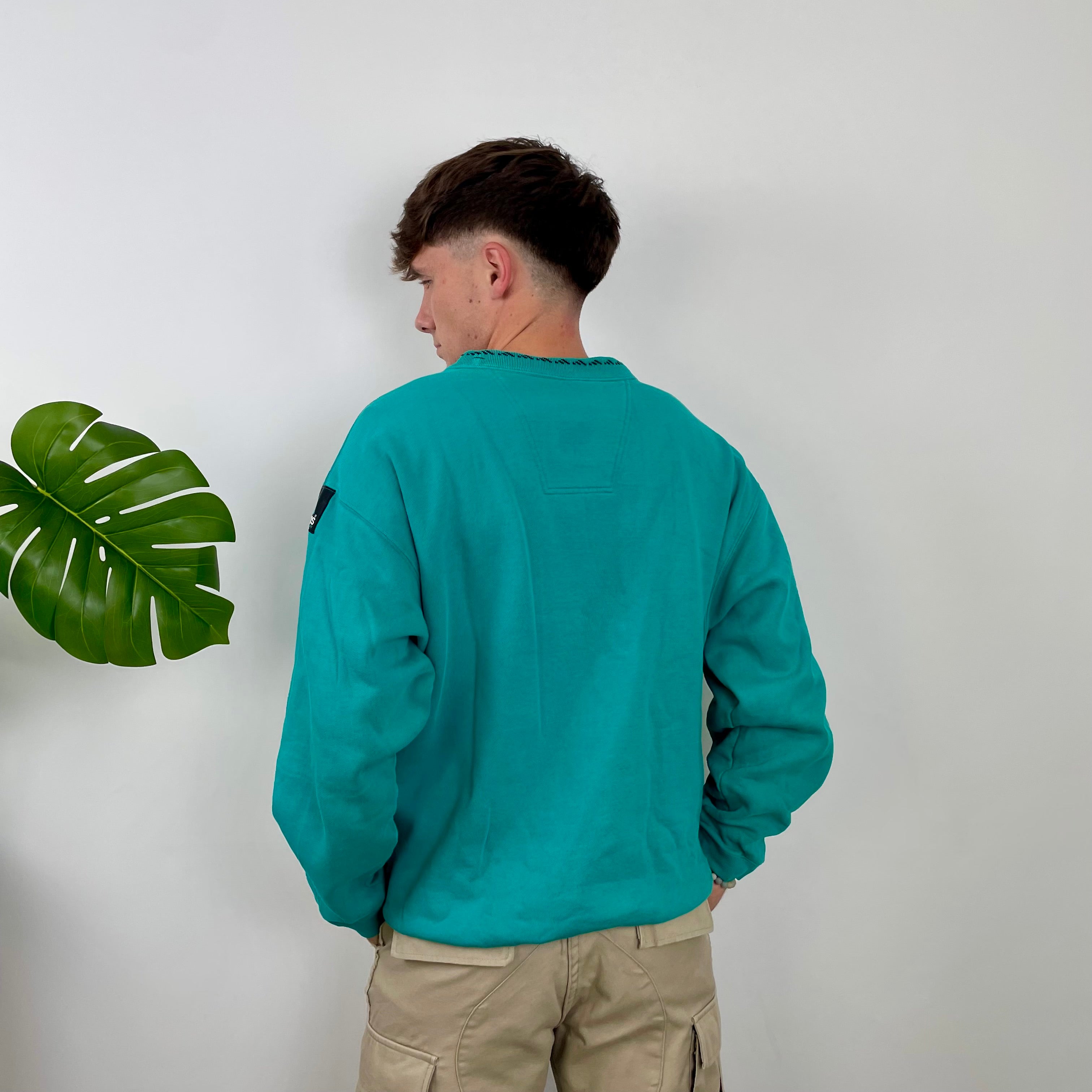 Adidas Equipment Turquoise Blue Embroidered Spell Out Sweatshirt (L)