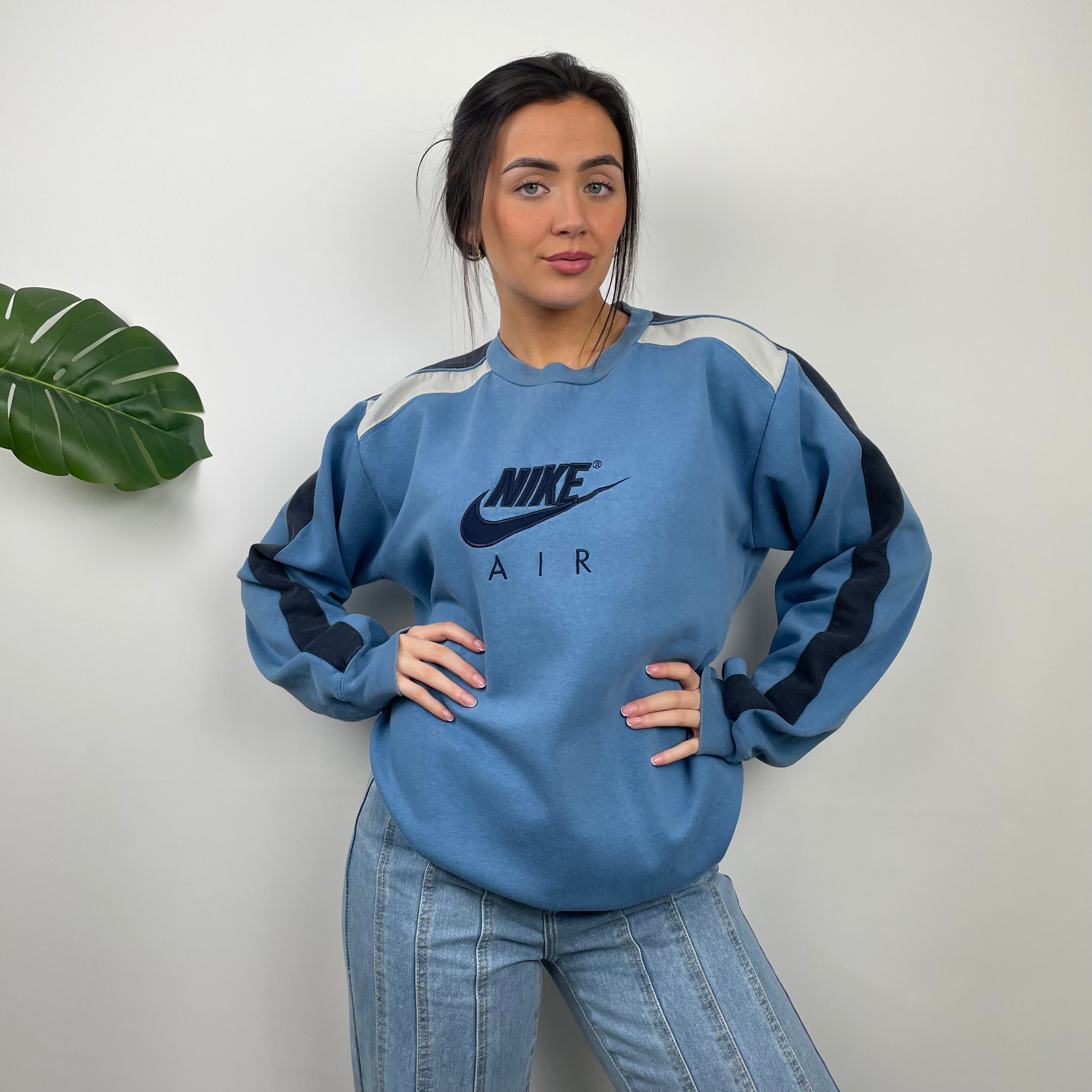 Nike Baby Blue Embroidered Spell Out Sweatshirt (L)