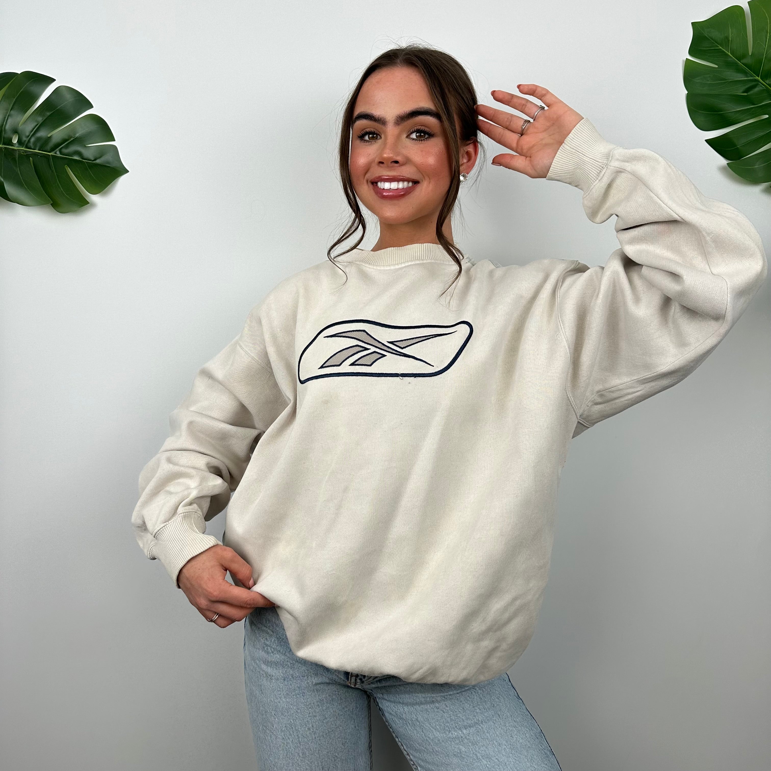 Reebok Cream Embroidered Logo Sweatshirt (M)