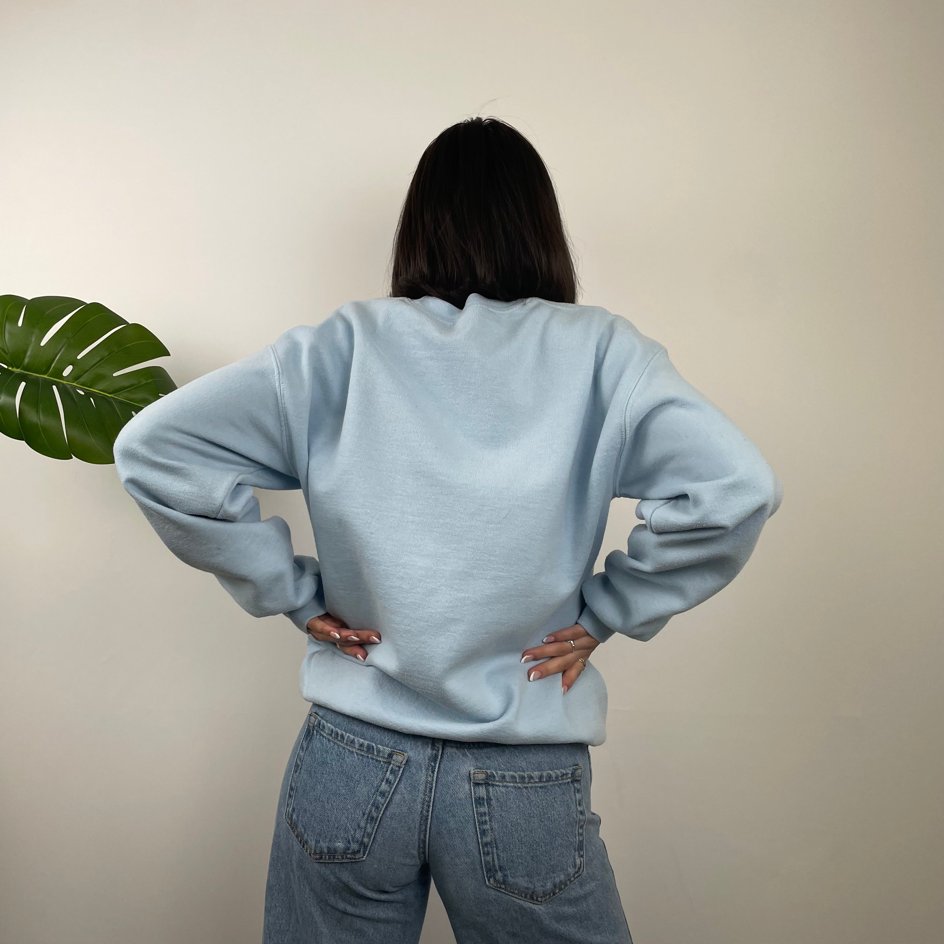 Nike Baby Blue Embroidered Spell Out Sweatshirt (L)