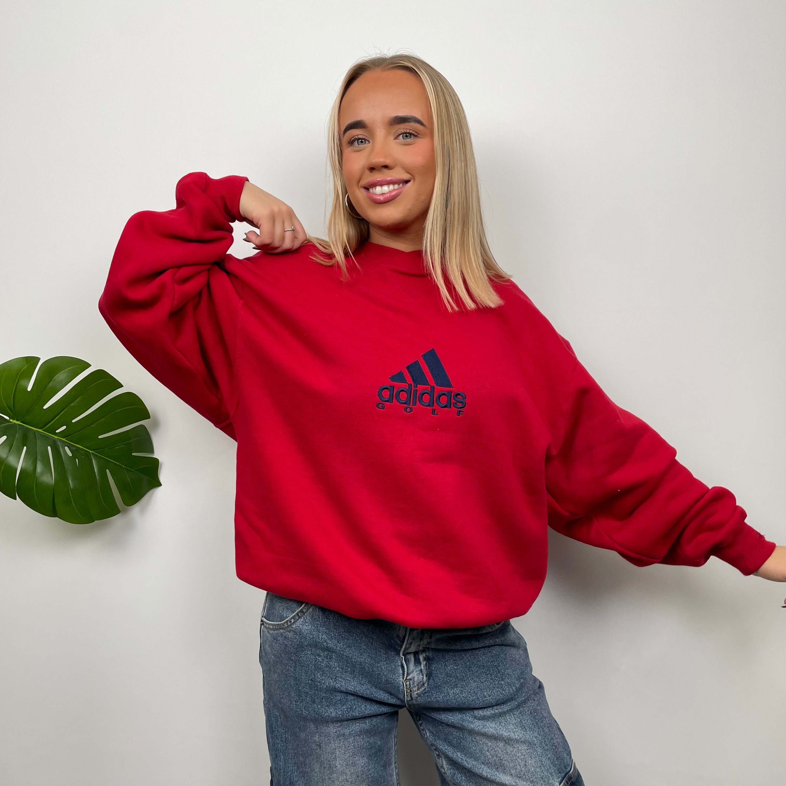 Adidas Golf RARE Red Embroidered Spell Out Sweatshirt (L)