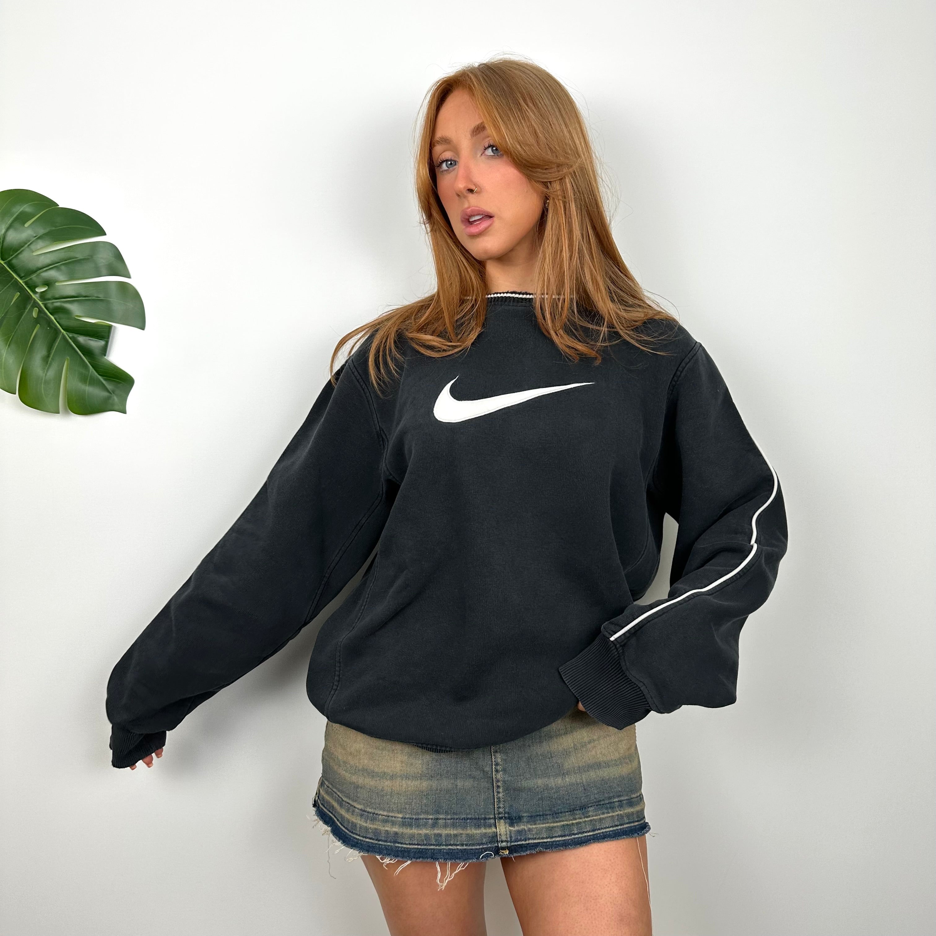 Nike Black Embroidered Swoosh Sweatshirt (M)