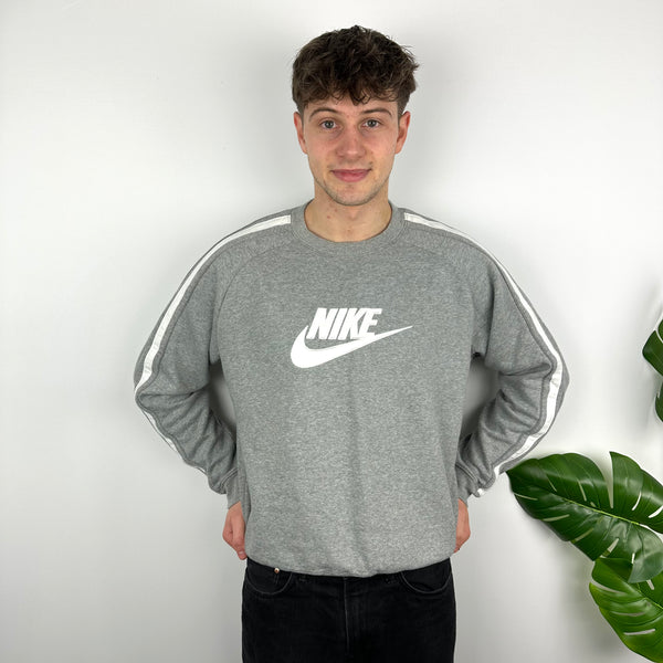 Nike Grey Embroidered Spell Out Sweatshirt (M)