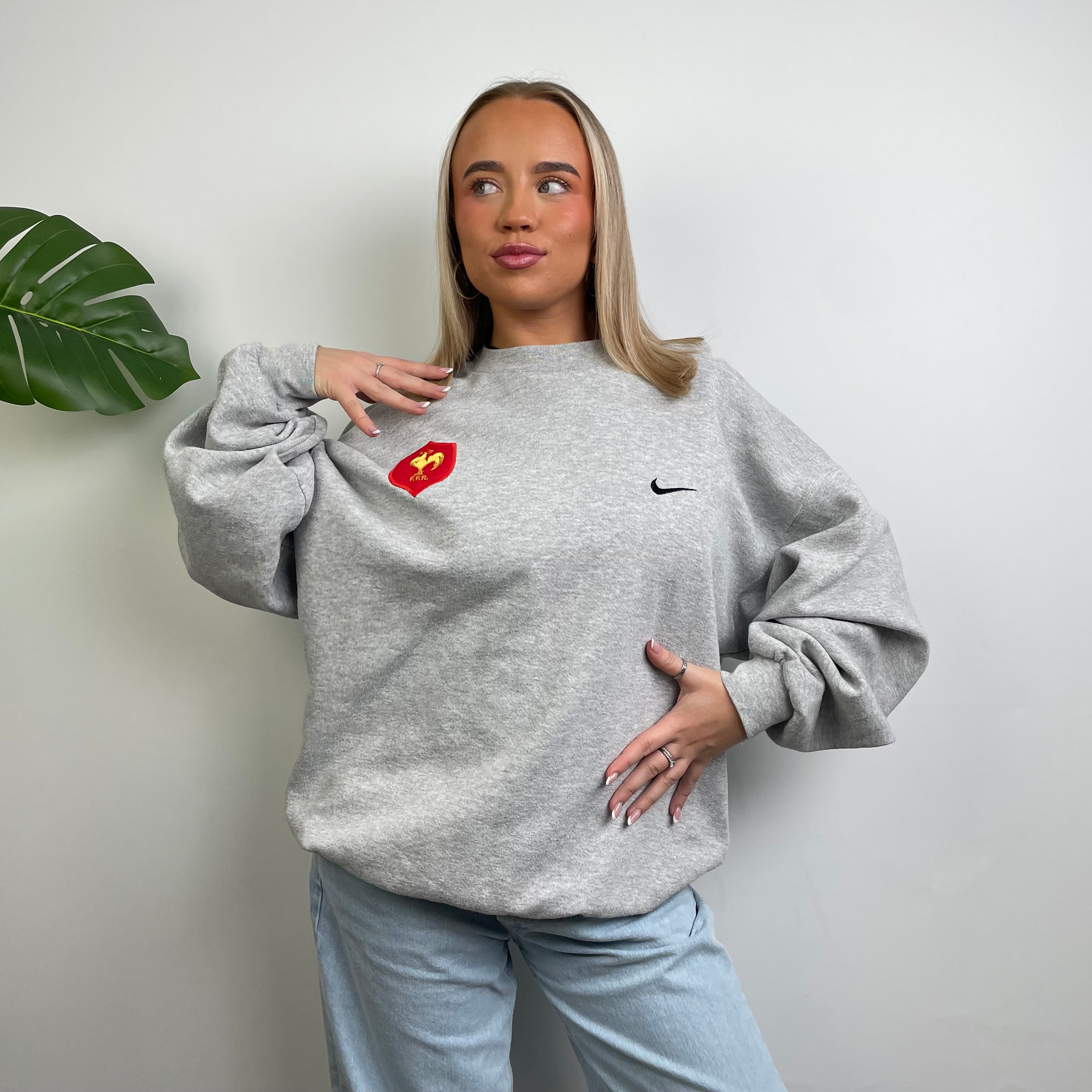 Nike x France Football Federation RARE Grey Embroidered Swoosh Sweatshirt (XL)