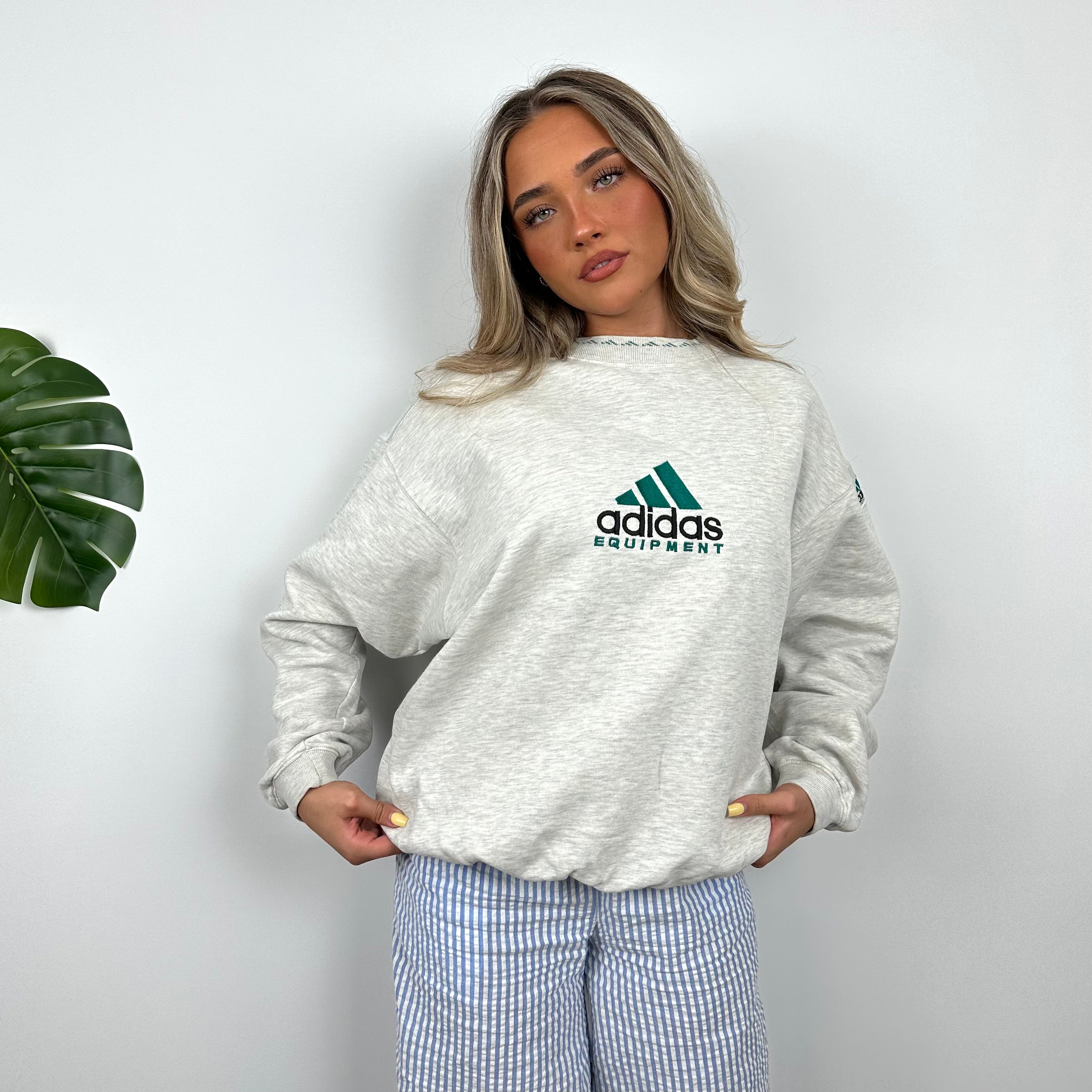 Adidas Equipment Grey Embroidered Spell Out Sweatshirt (S)