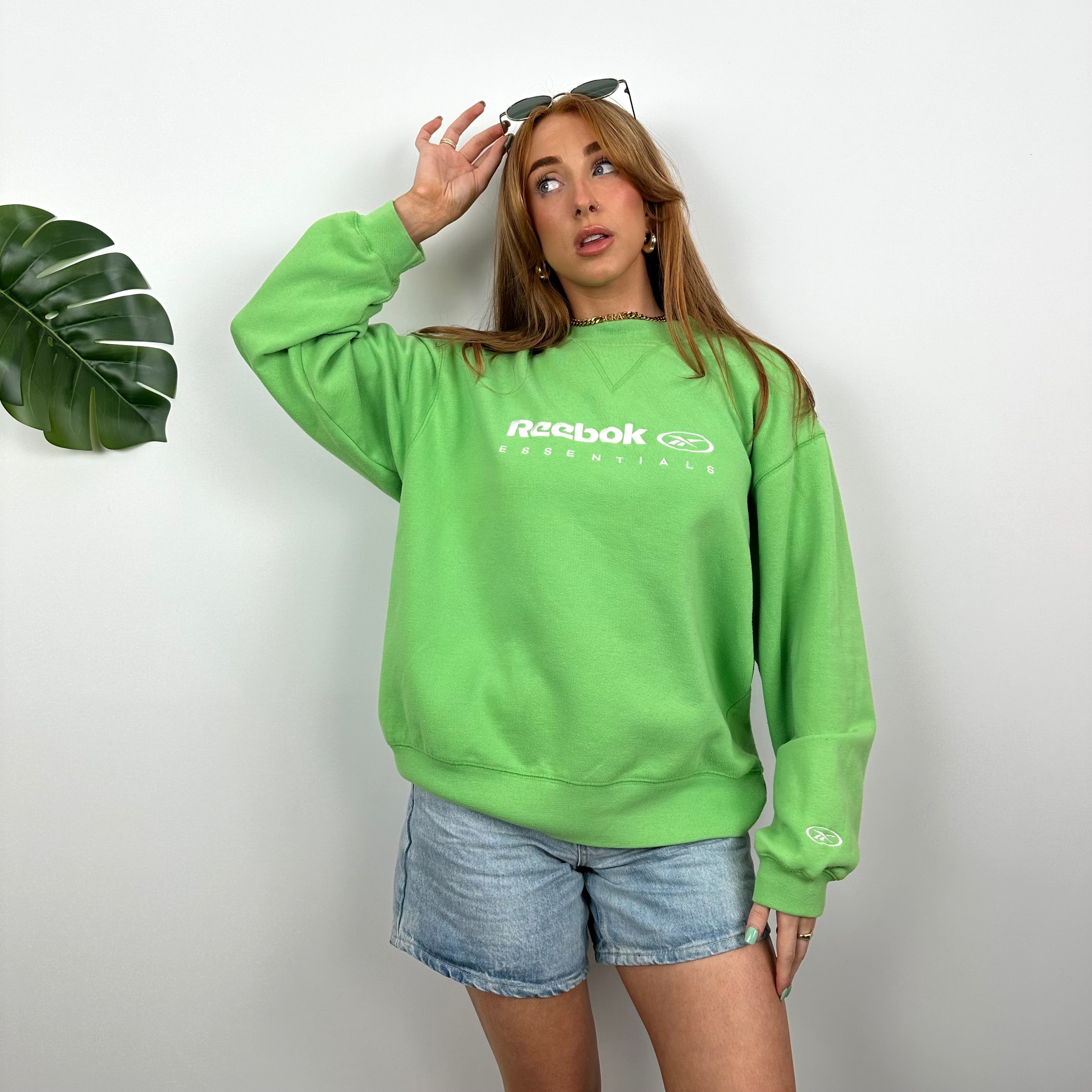 Reebok Membership RARE Green Embroidered Spell Out Sweatshirt (M)