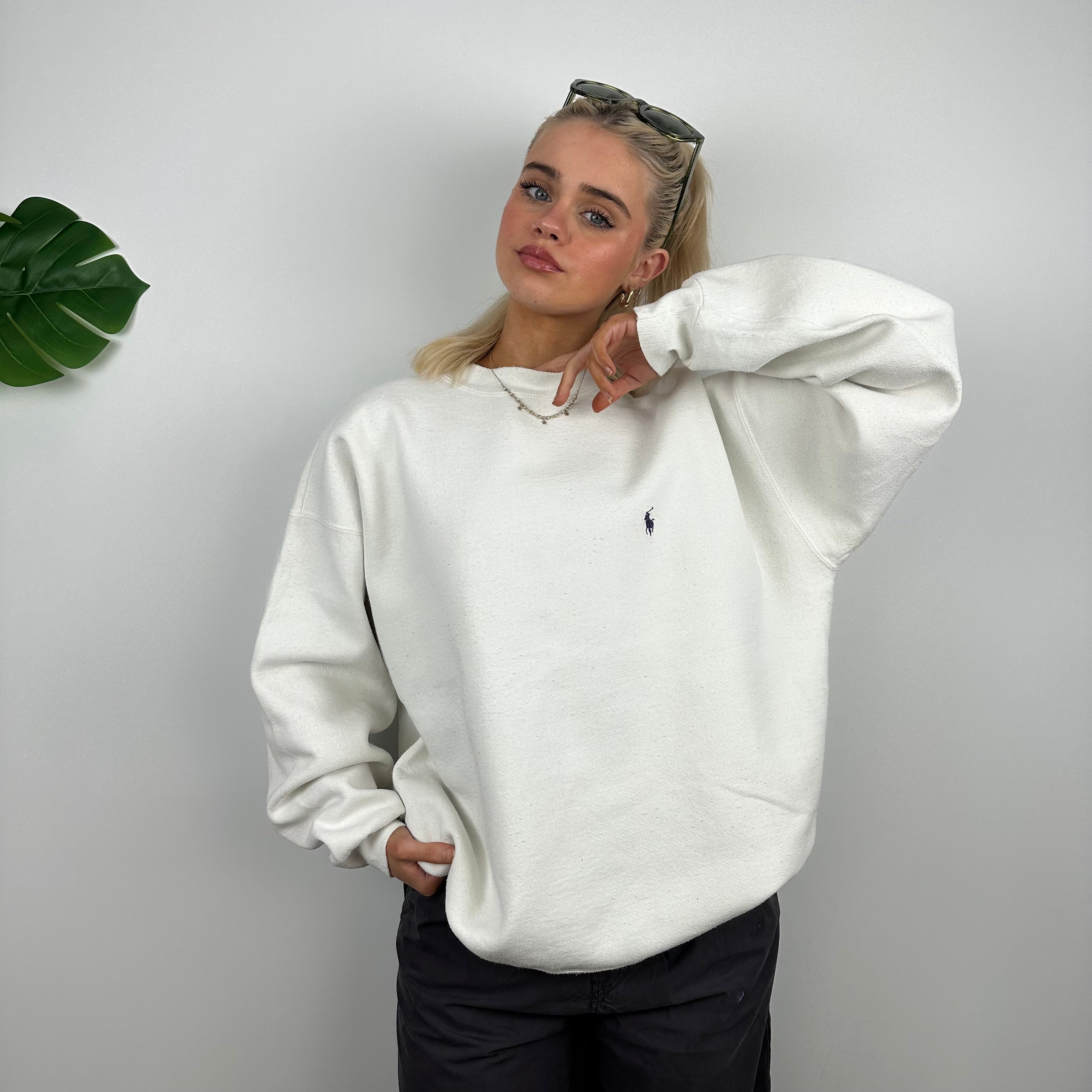 Polo Ralph Lauren White Embroidered Logo Sweatshirt (L)