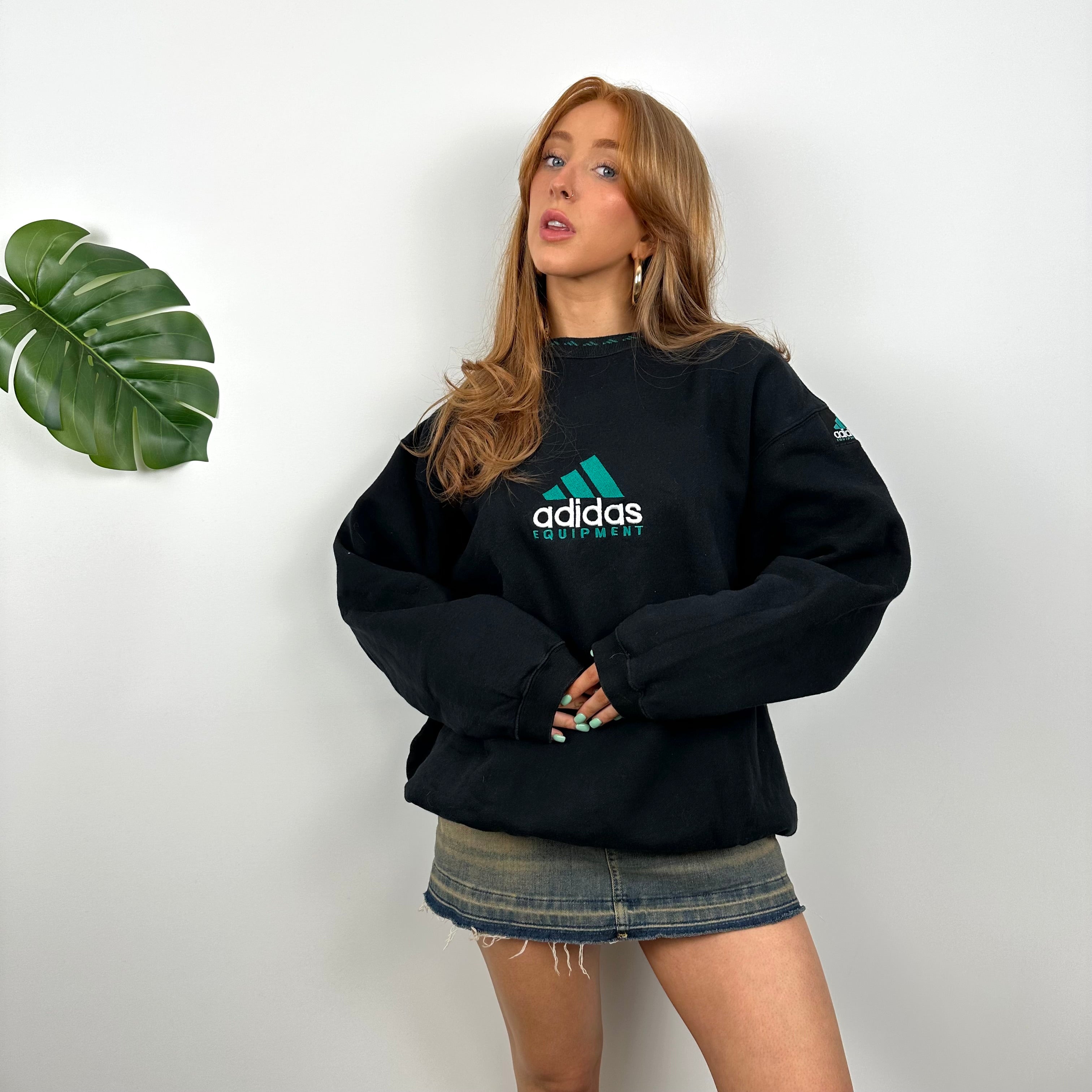 Adidas Equipment Black Embroidered Spell Out Sweatshirt (M)