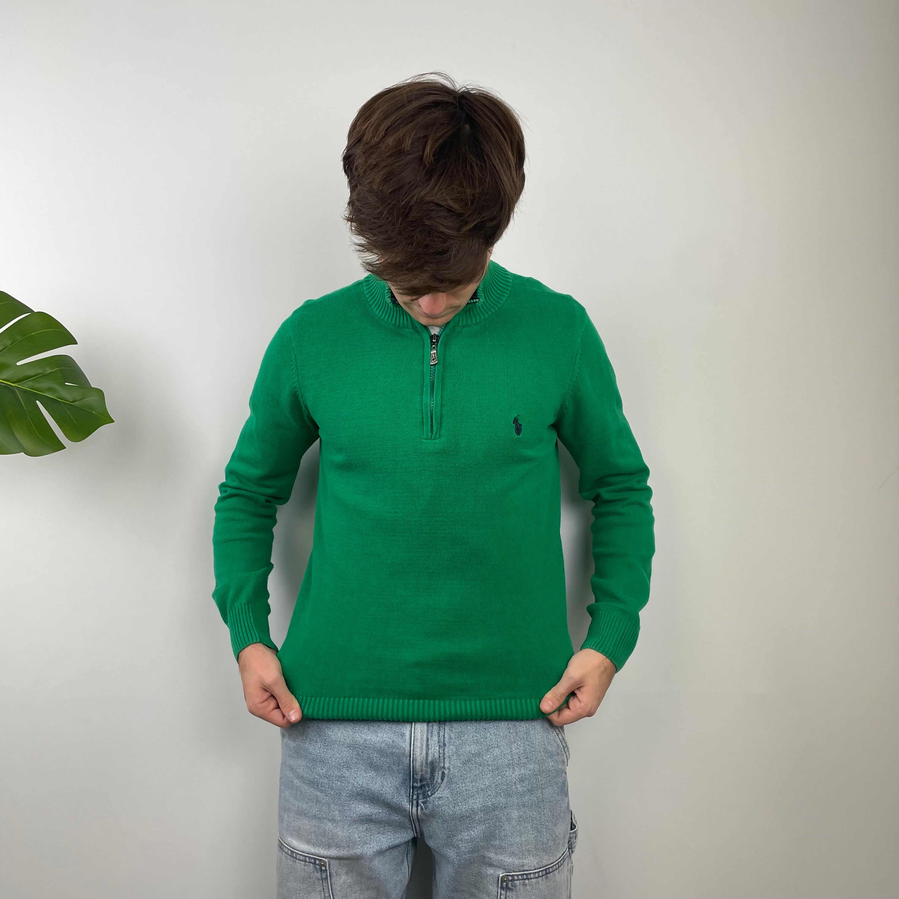 Polo Ralph Lauren Green Embroidered Logo Quarter Zip Sweatshirt (S)
