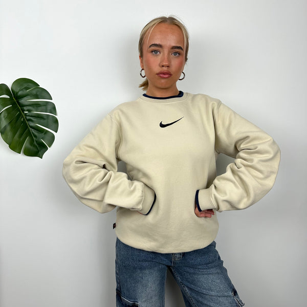 Nike Cream Embroidered Swoosh Sweatshirt (M)