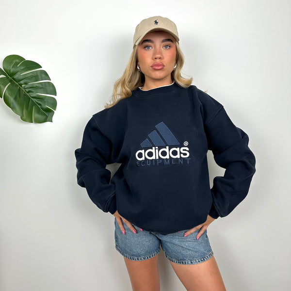 Adidas Equipment RARE Navy Embroidered Spell Out Sweatshirt (S)