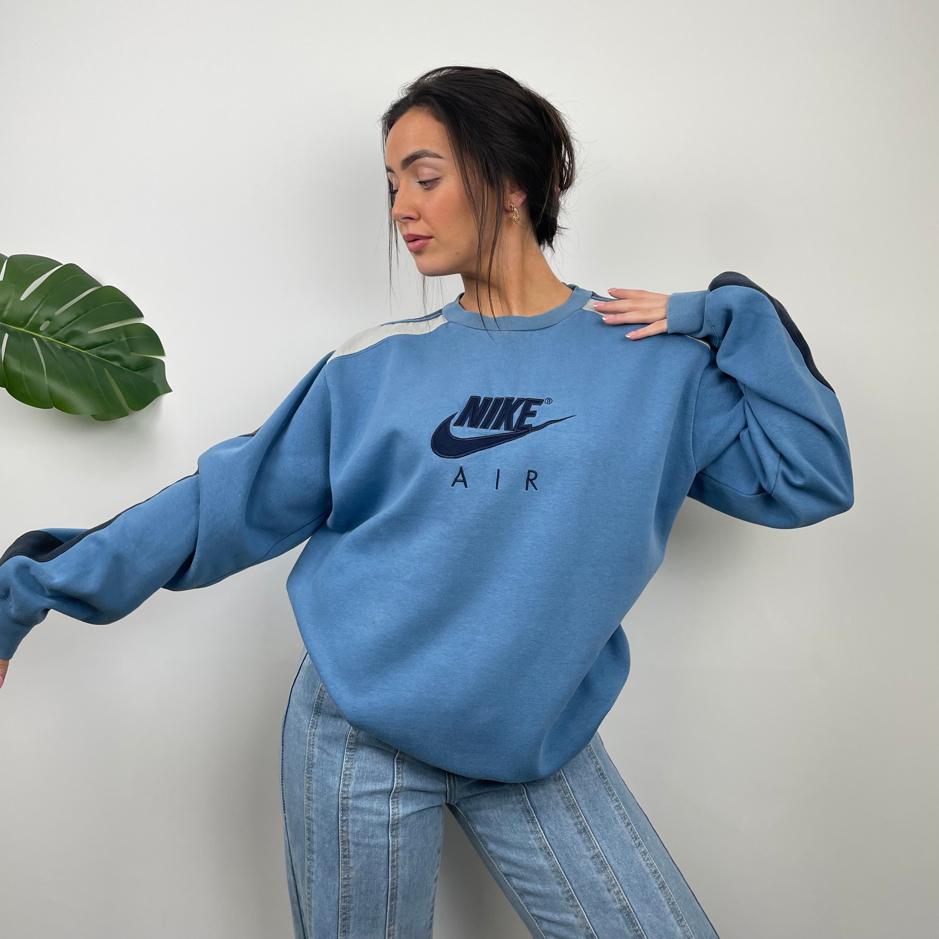 Nike Baby Blue Embroidered Spell Out Sweatshirt (L)