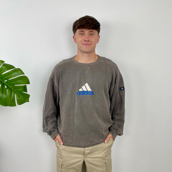 Adidas Grey Embroidered Spell Out Sweatshirt (L)