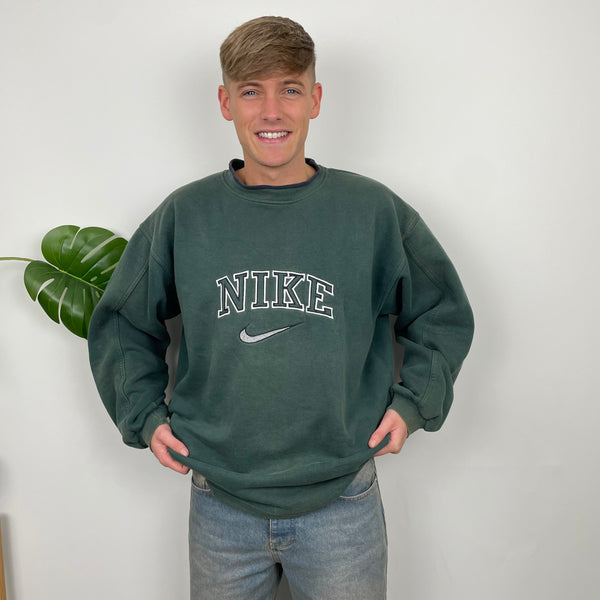 Nike Green Embroidered Spell Out Sweatshirt (XXL)