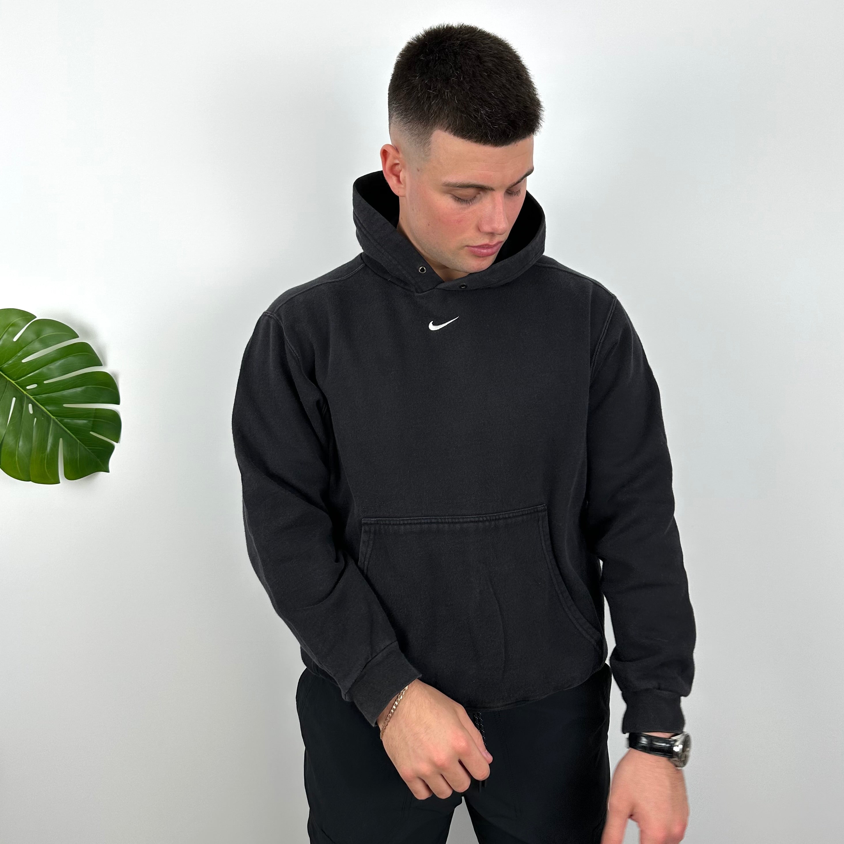 Nike Black Embroidered Centre Swoosh Hoodie (L)