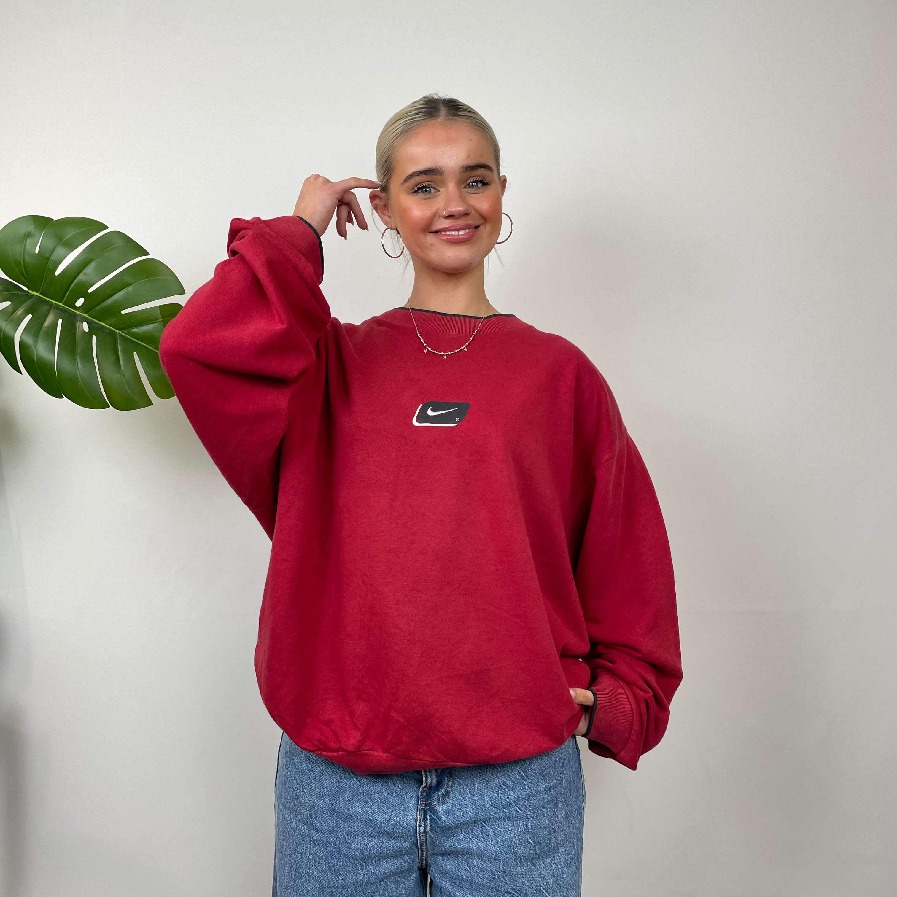 Nike Red Embroidered Swoosh Sweatshirt (M)