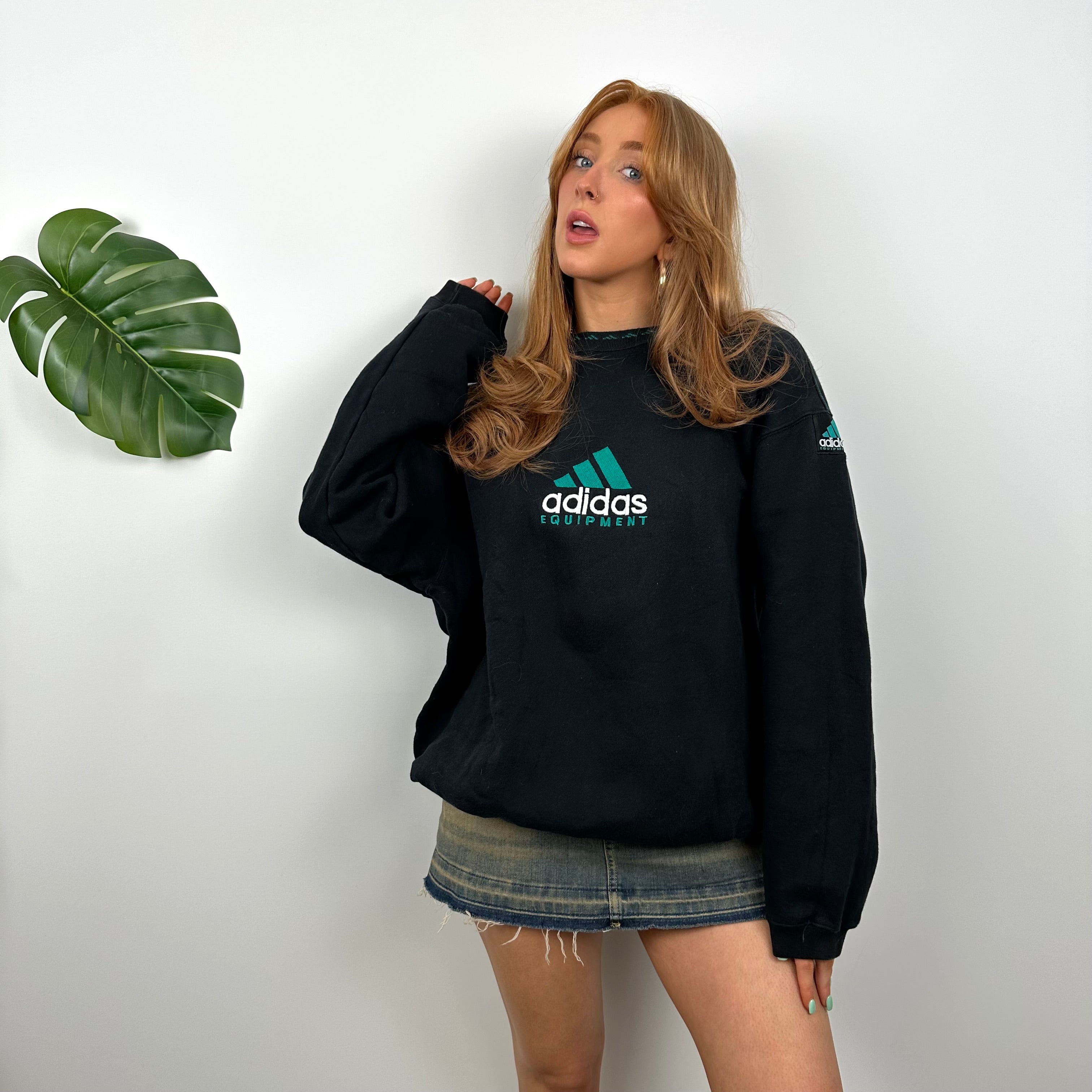 Adidas Equipment Black Embroidered Spell Out Sweatshirt (M)