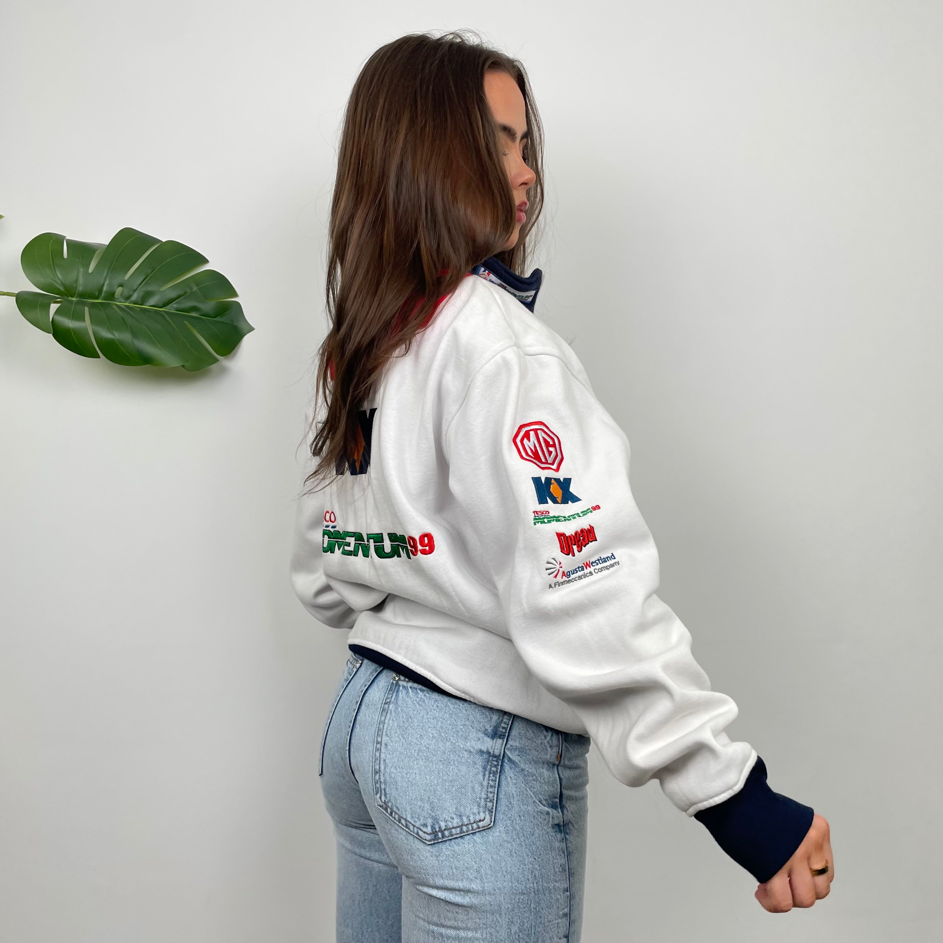 MG Racing White Embroidered Spell Out Zip Up Jacket (L)