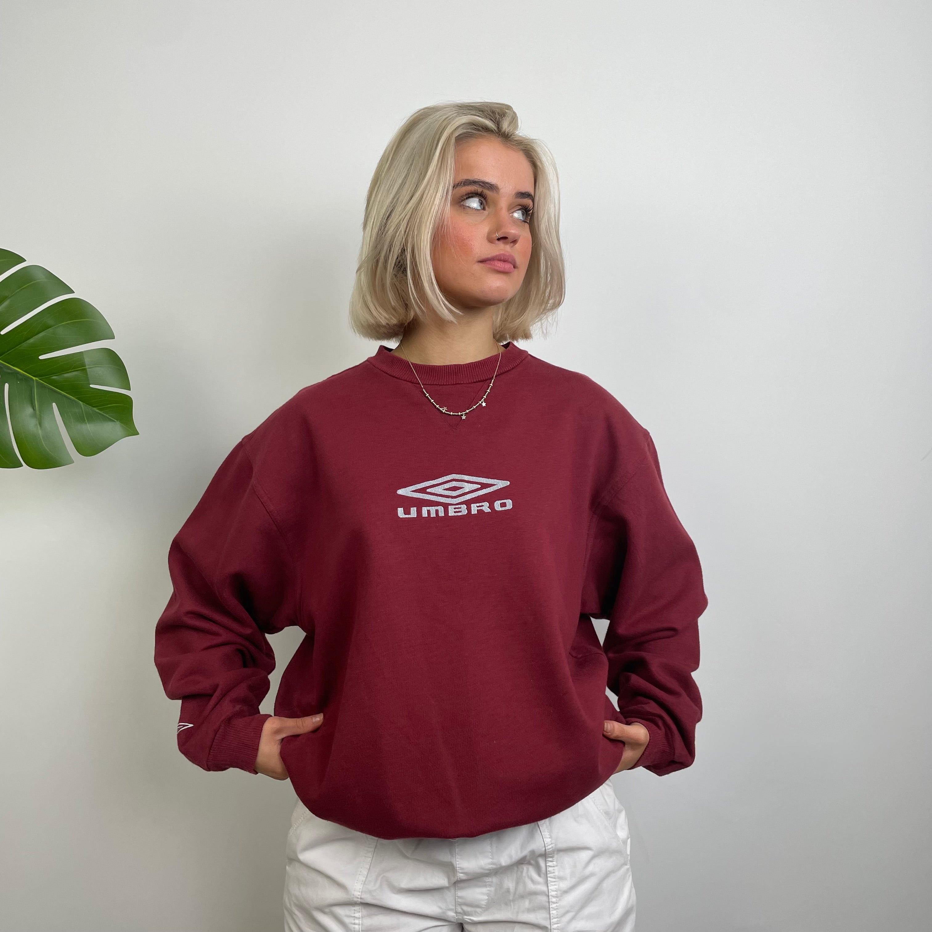 Umbro RARE Maroon Embroidered Spell Out Sweatshirt (L)