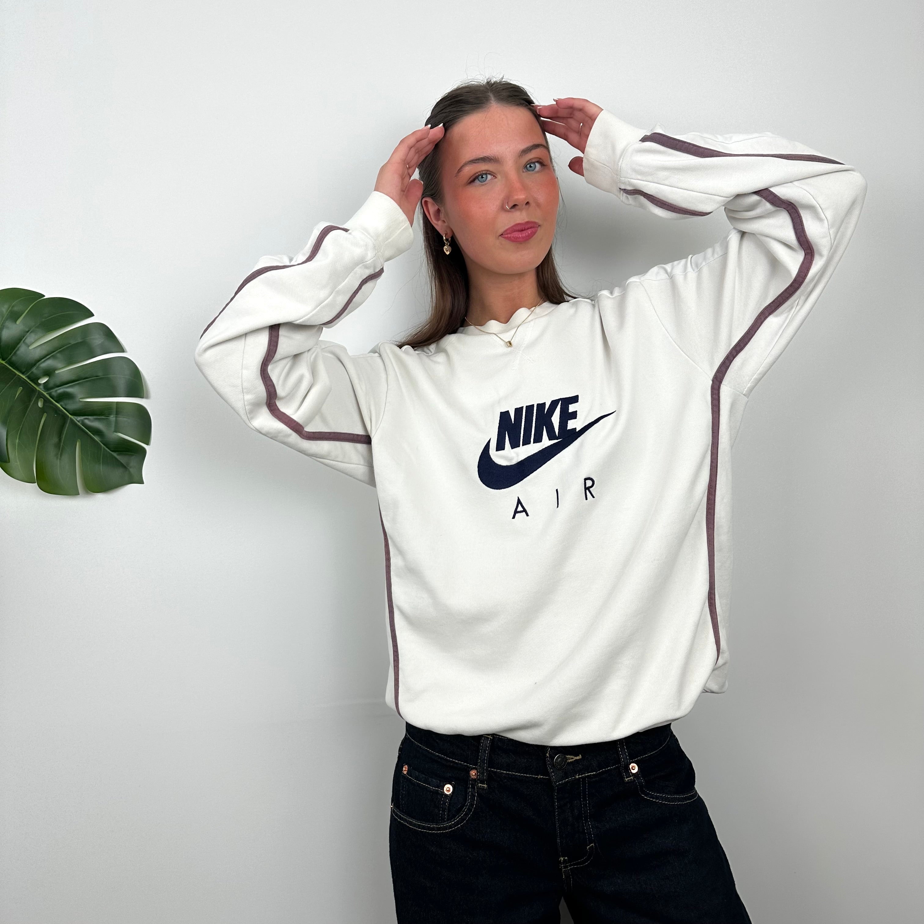 Nike Air RARE White Embroidered Spell Out Sweatshirt (M)