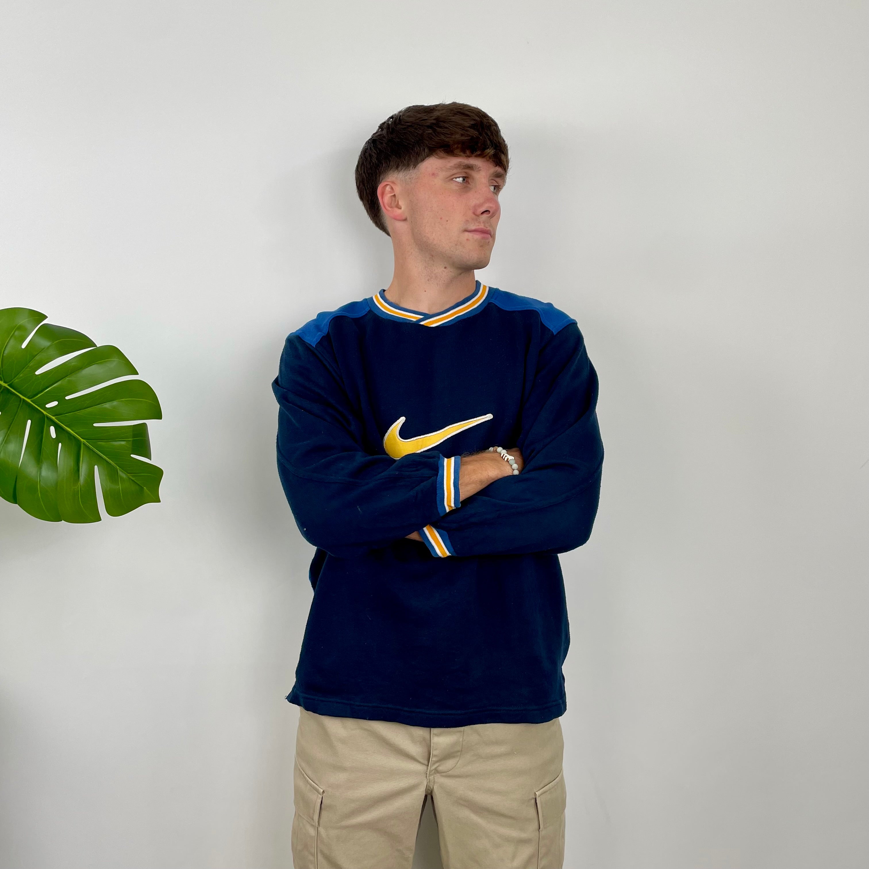 Nike RARE Blue Embroidered Swoosh Sweatshirt (S)