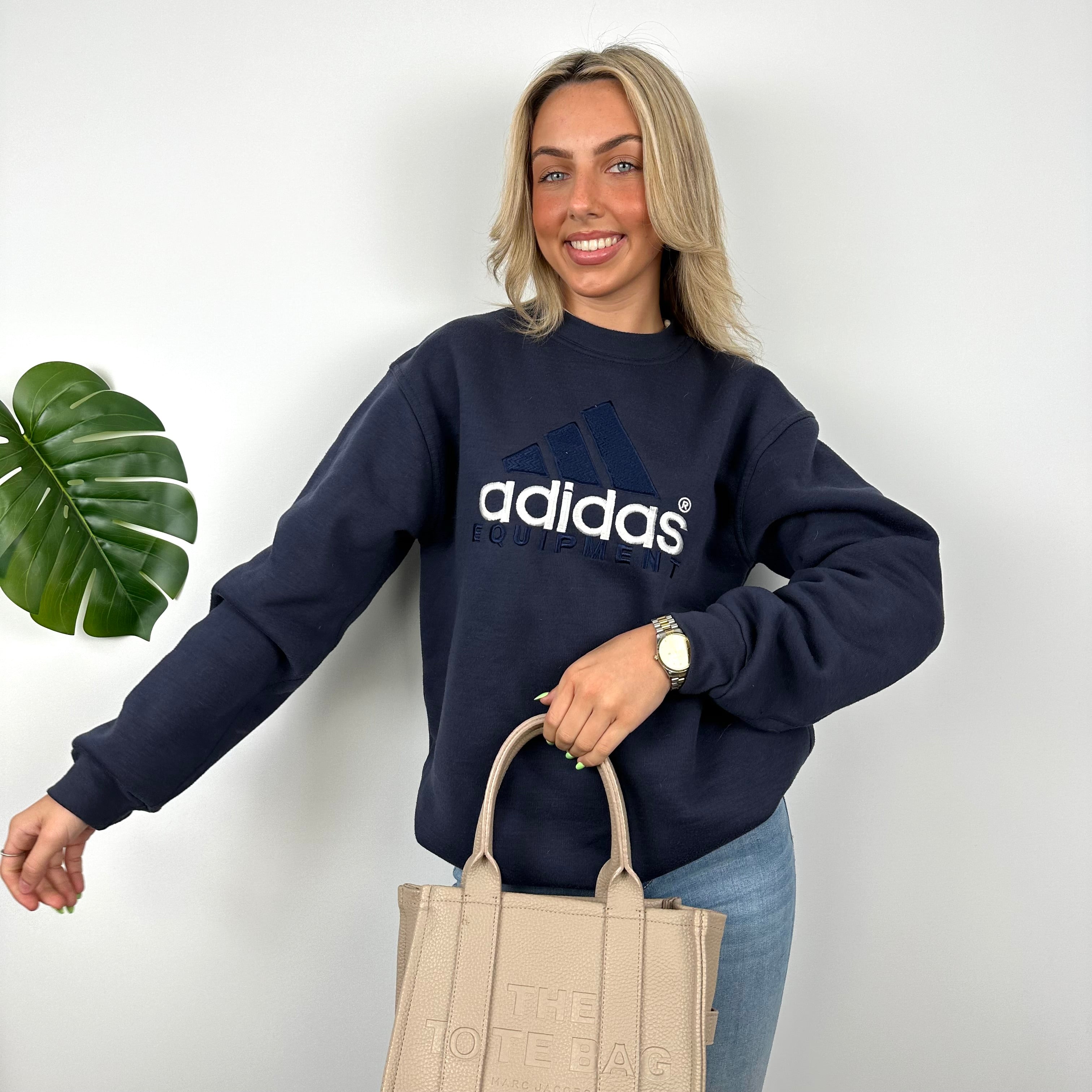 Adidas Equipment RARE Navy Embroidered Spell Out Sweatshirt (M)