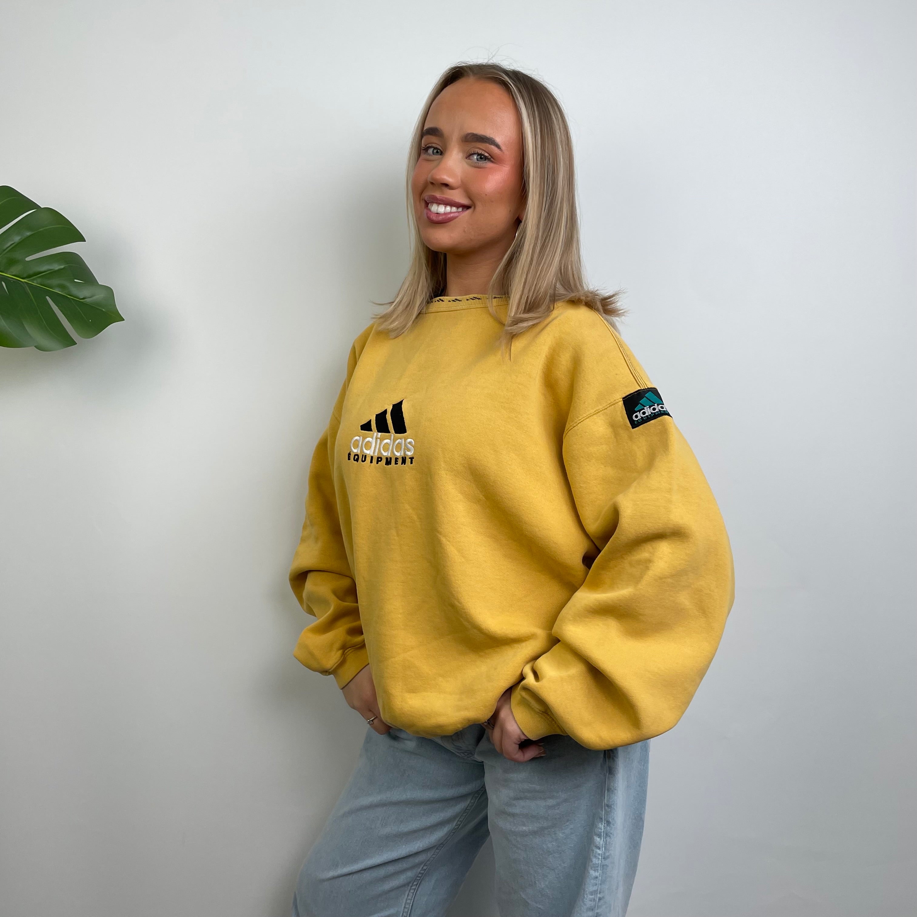 Adidas Equipment Yellow Embroidered Spell Out Sweatshirt (L)