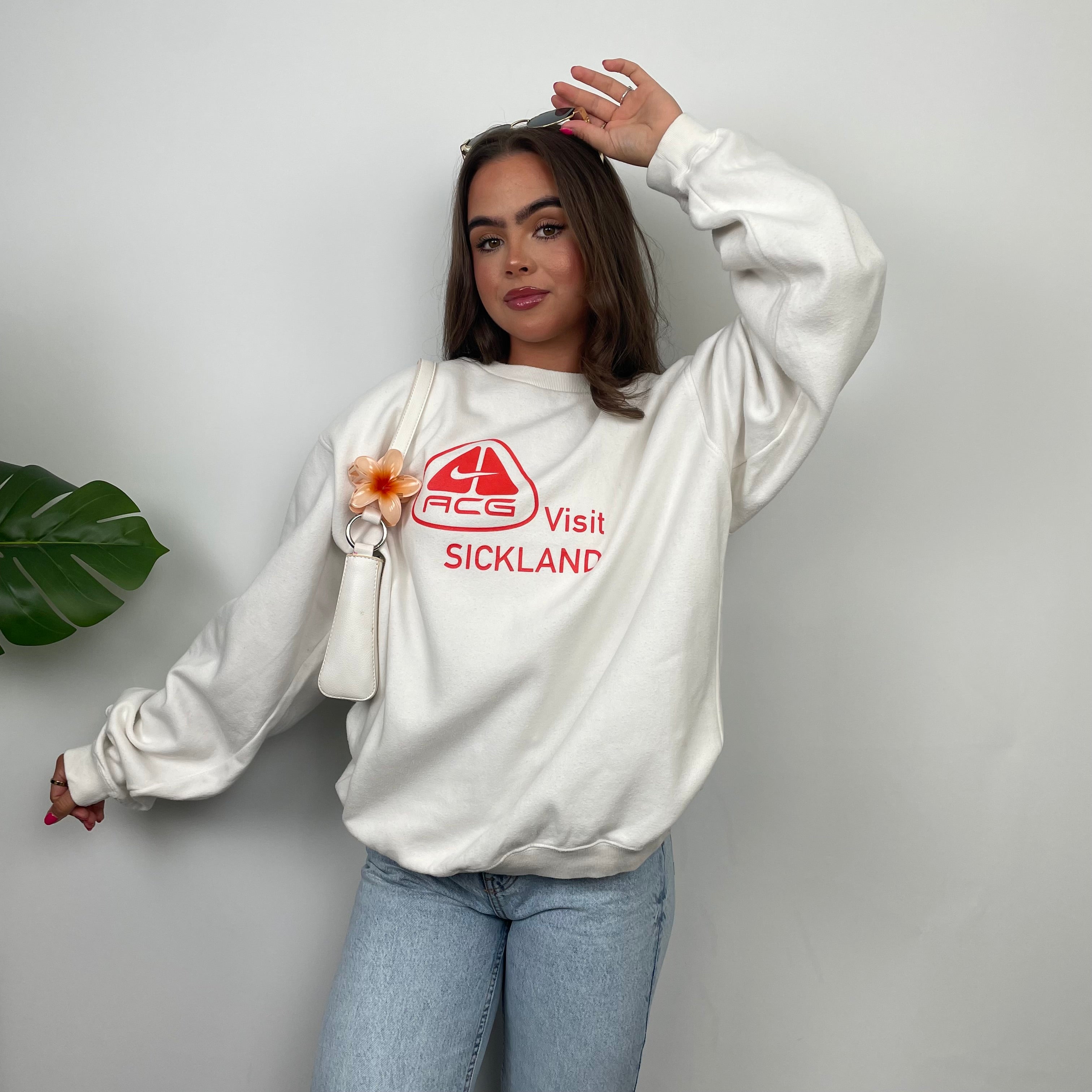 Nike ACG RARE White Embroidered Spell Out Sweatshirt (L)