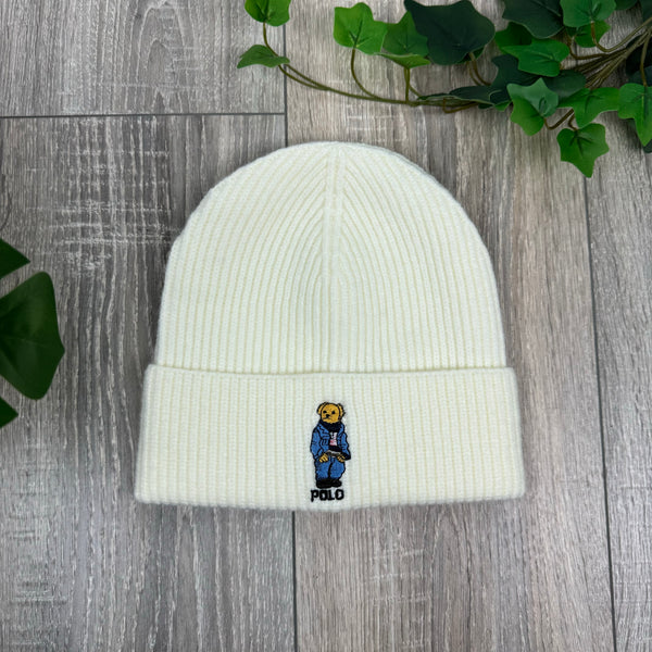 Polo Ralph Lauren Bear Beanie in Cream