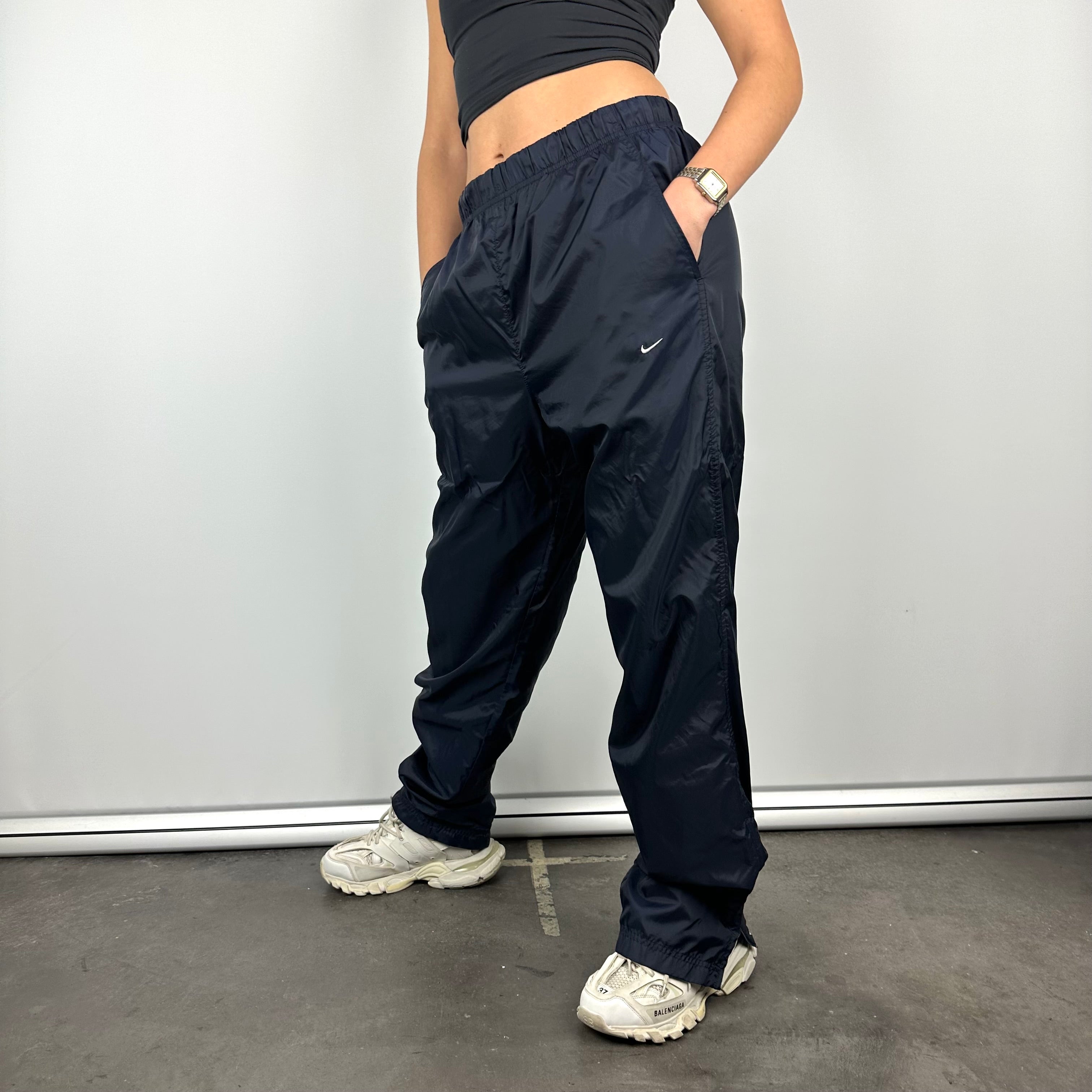 Nike Navy Embroidered Swoosh Track Pants (M)