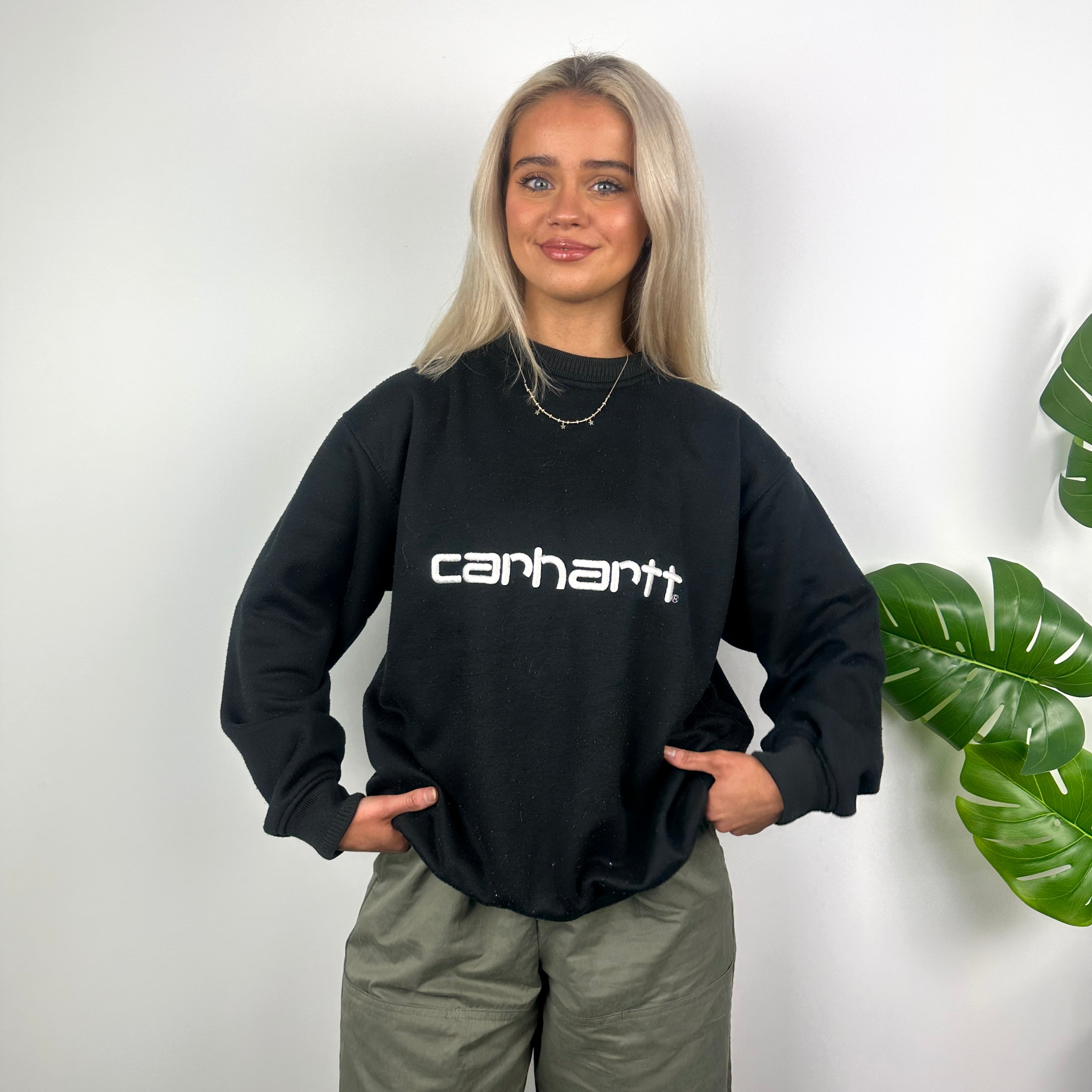 Carhartt Black Embroidered Spell Out Sweatshirt (M)